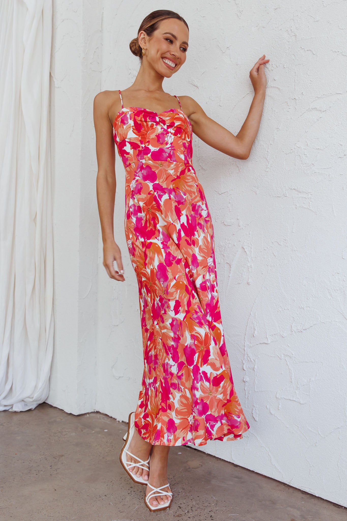 Golden Sands Cami Strap Maxi Dress Floral Red by Selfie Leslie Australia