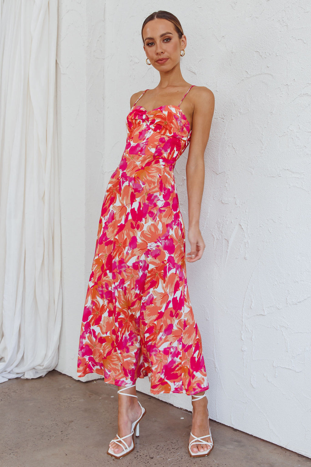 Golden Sands Cami Strap Maxi Dress Floral Red by Selfie Leslie Australia