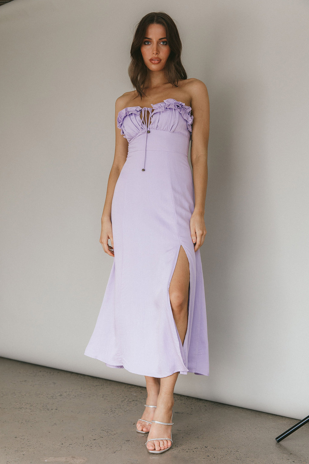 Under The Sun Tied Bust Midi Dress Lilac by Selfie Leslie Australia
