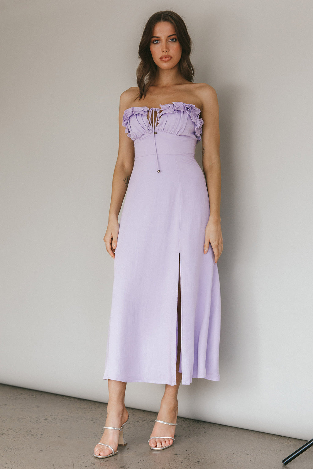 Under The Sun Tied Bust Midi Dress Lilac by Selfie Leslie Australia