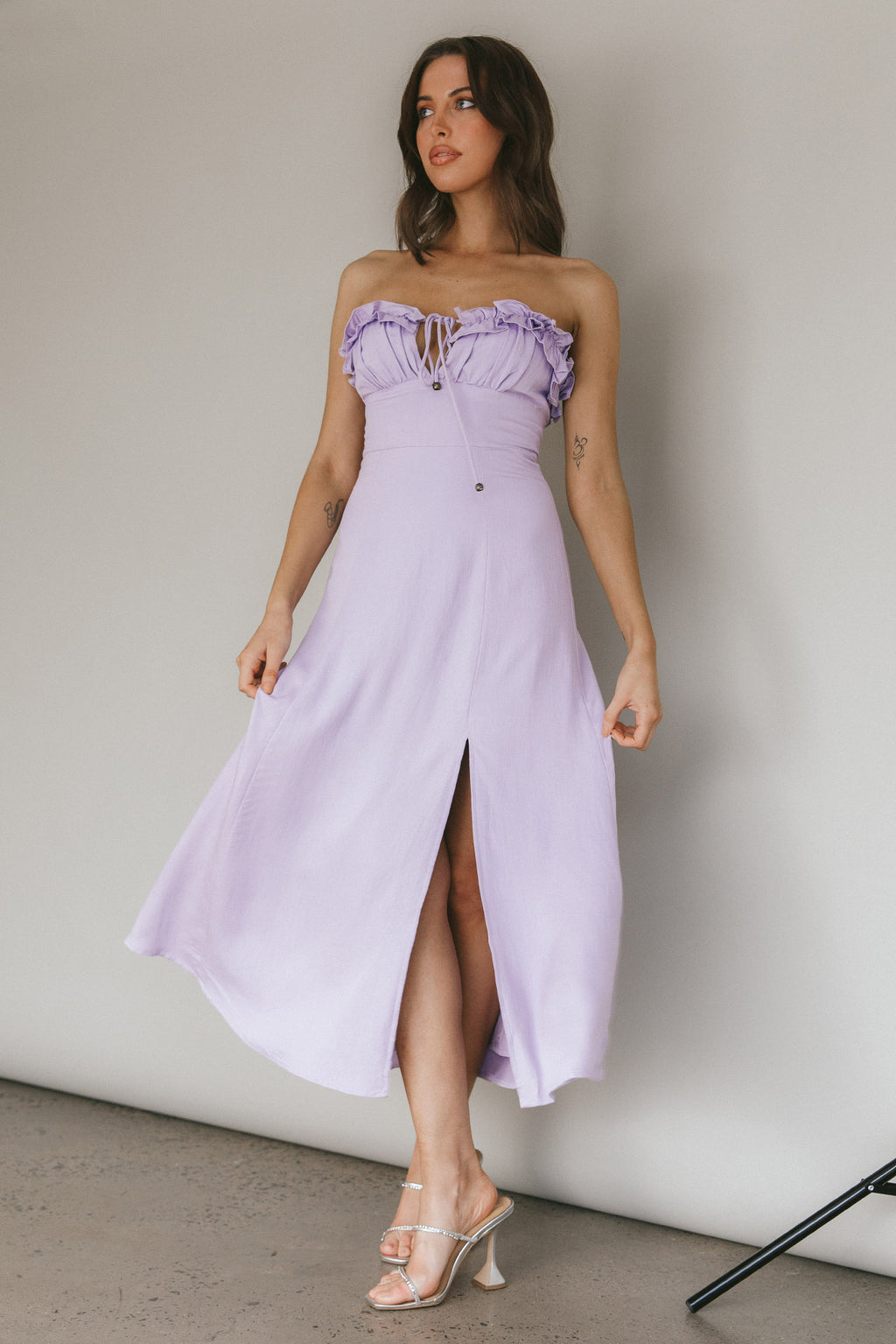 Under The Sun Tied Bust Midi Dress Lilac by Selfie Leslie Australia