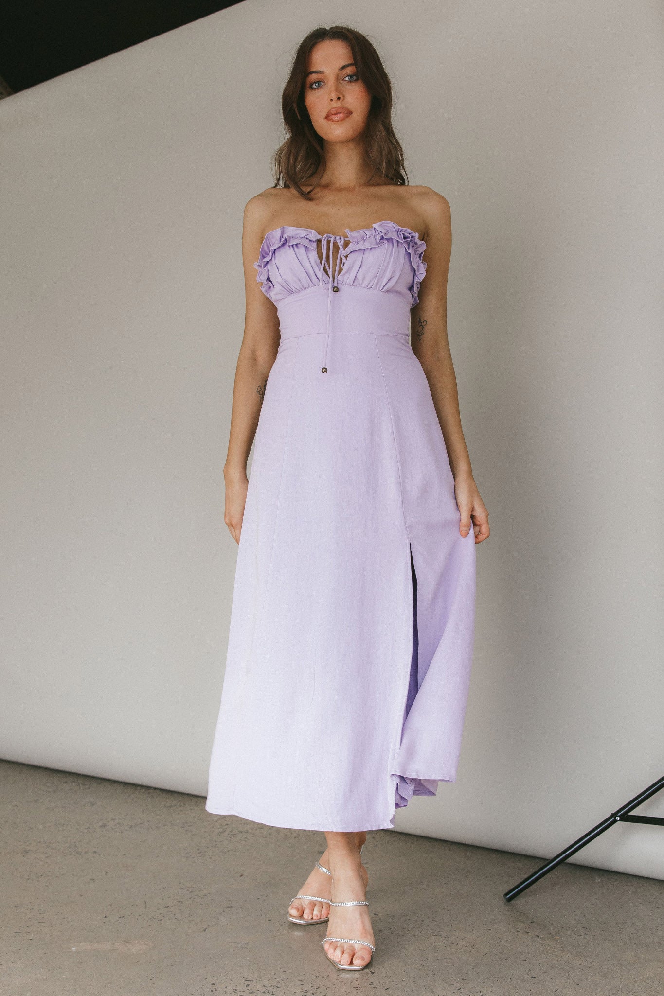 Under The Sun Tied Bust Midi Dress Lilac by Selfie Leslie Australia