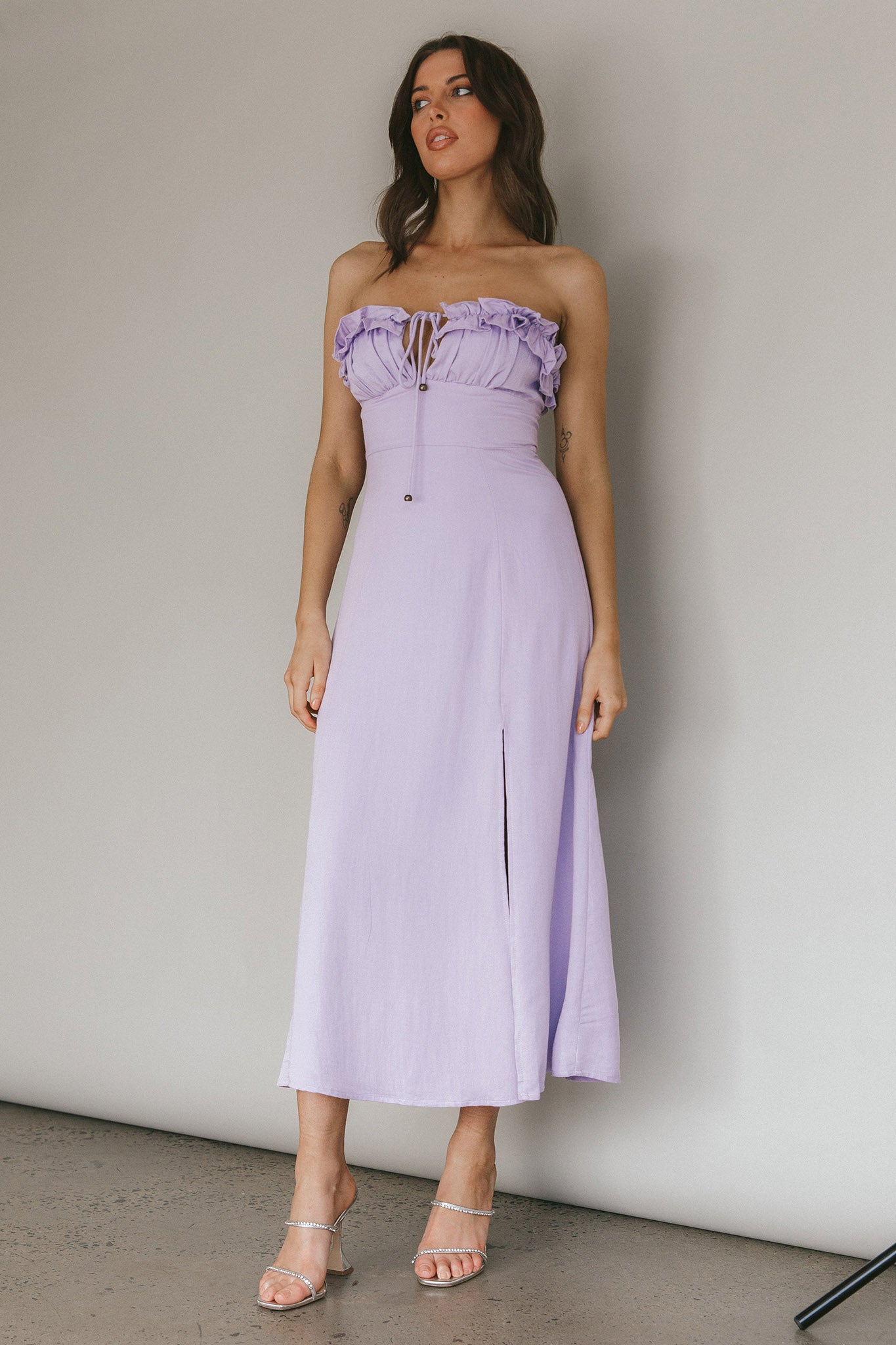 Under The Sun Tied Bust Midi Dress Lilac by Selfie Leslie Australia