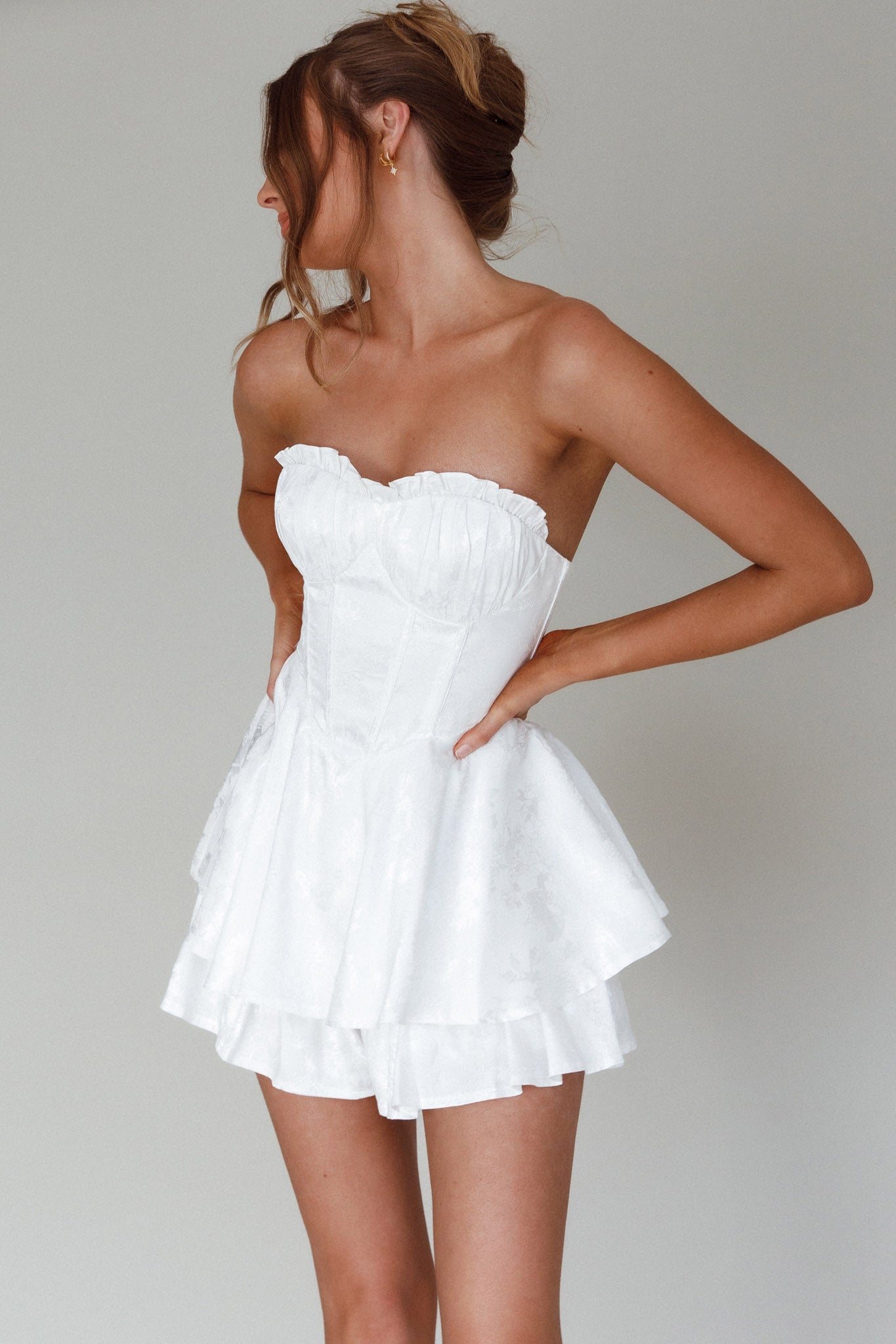 Paris Muse Gathered Bust Romper White by Selfie Leslie Australia