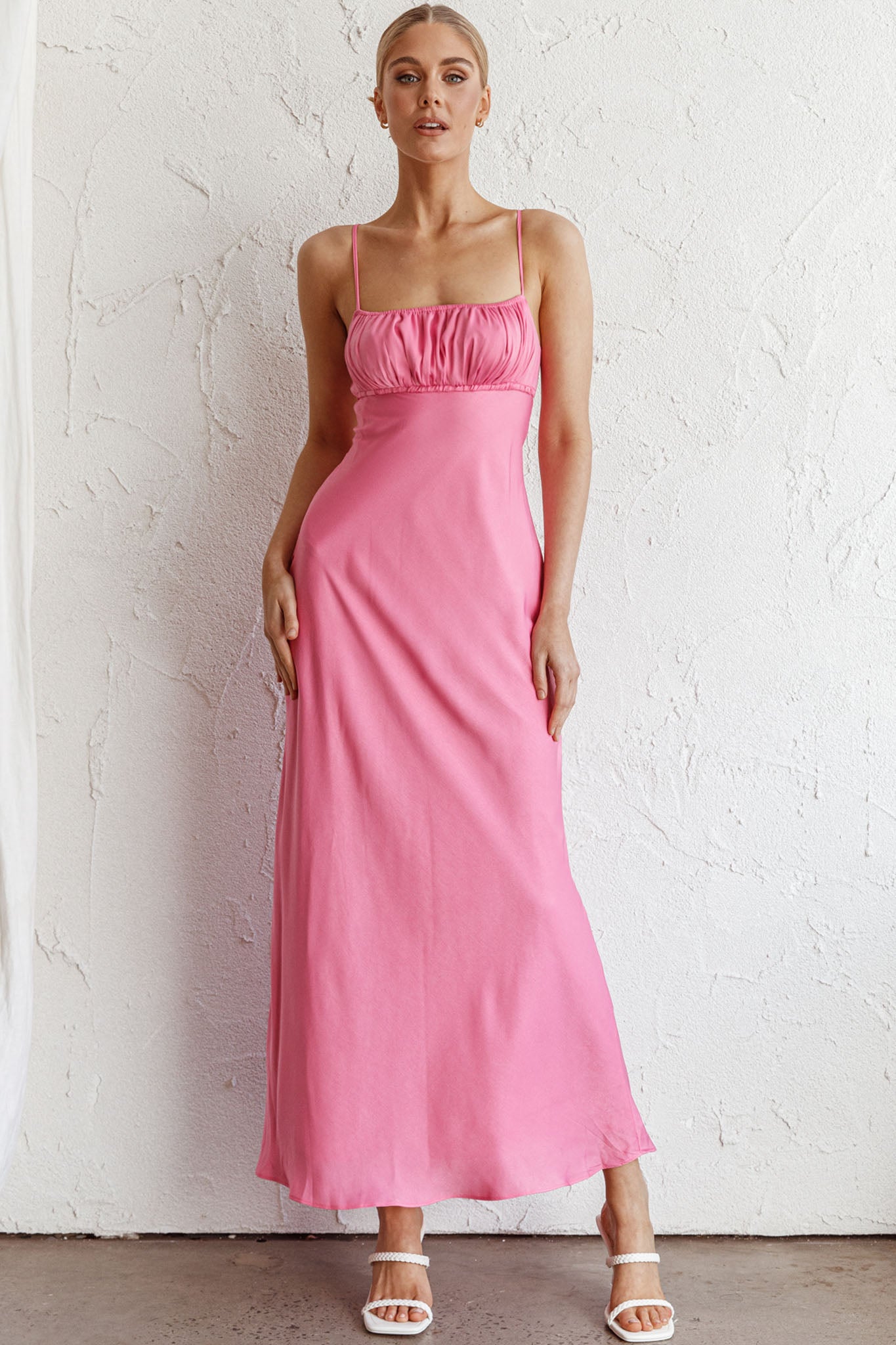 From Above V-Back Midi Dress Hot Pink by Selfie Leslie Australia