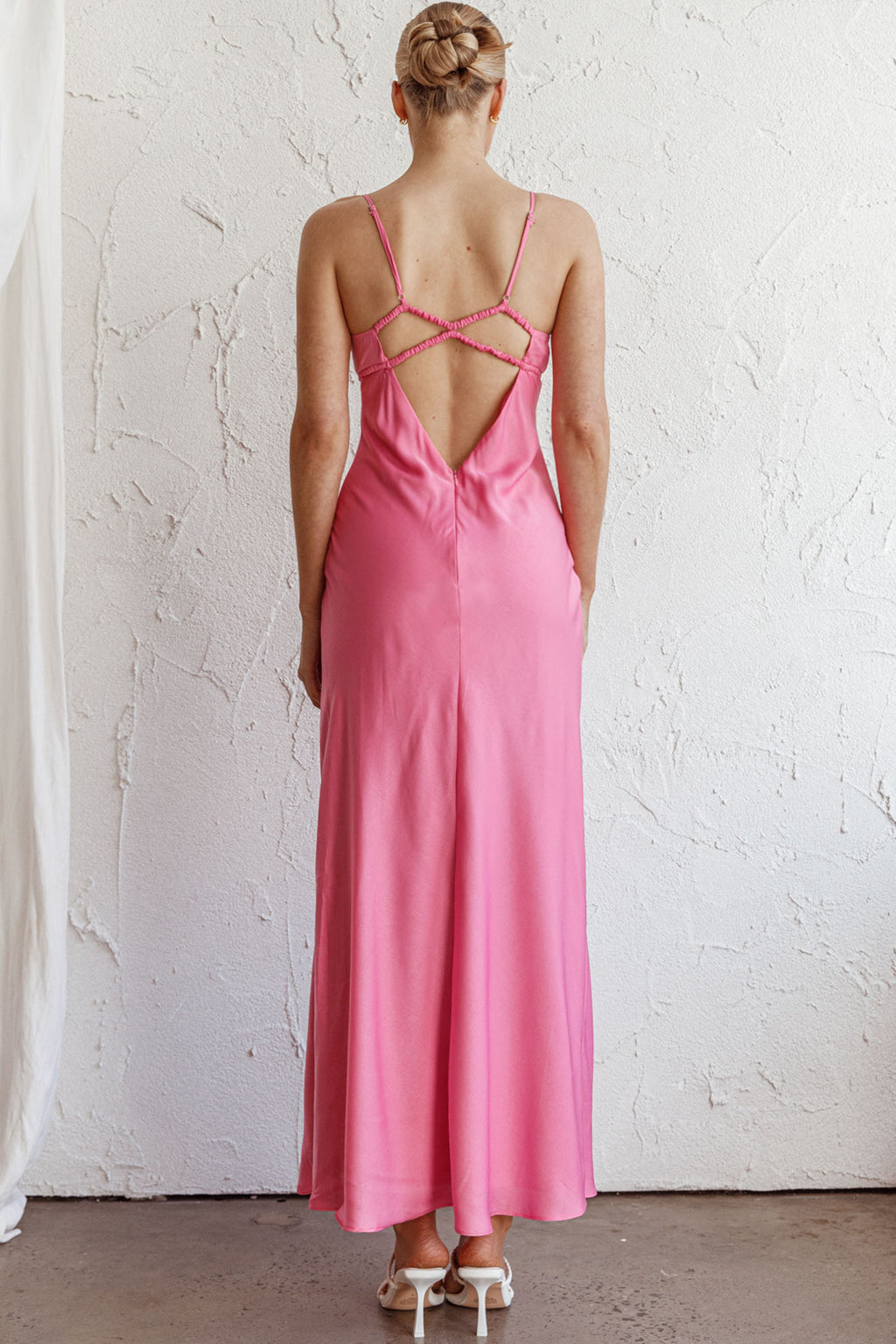 From Above V-Back Midi Dress Hot Pink by Selfie Leslie Australia