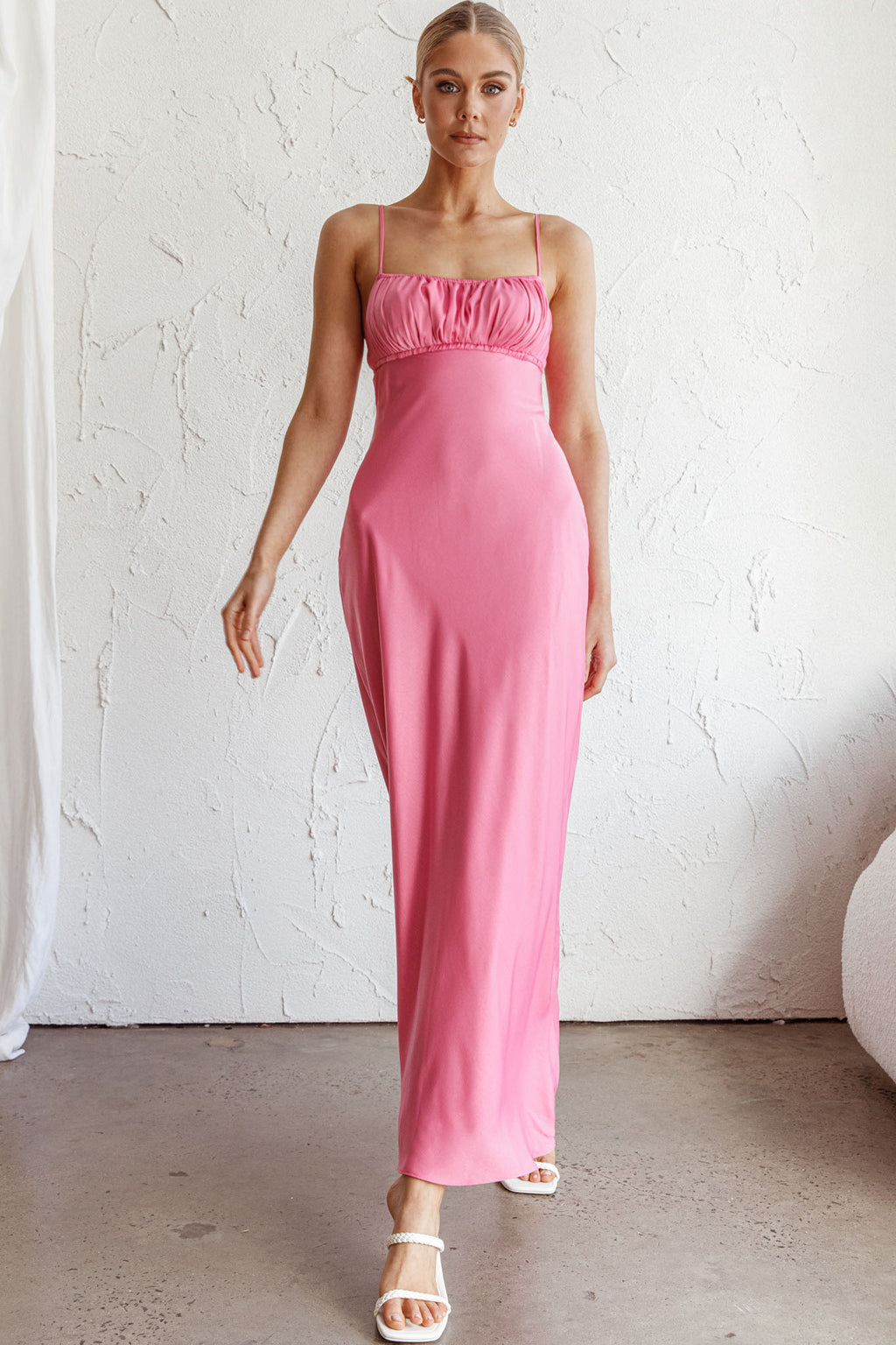 From Above V-Back Midi Dress Hot Pink by Selfie Leslie Australia