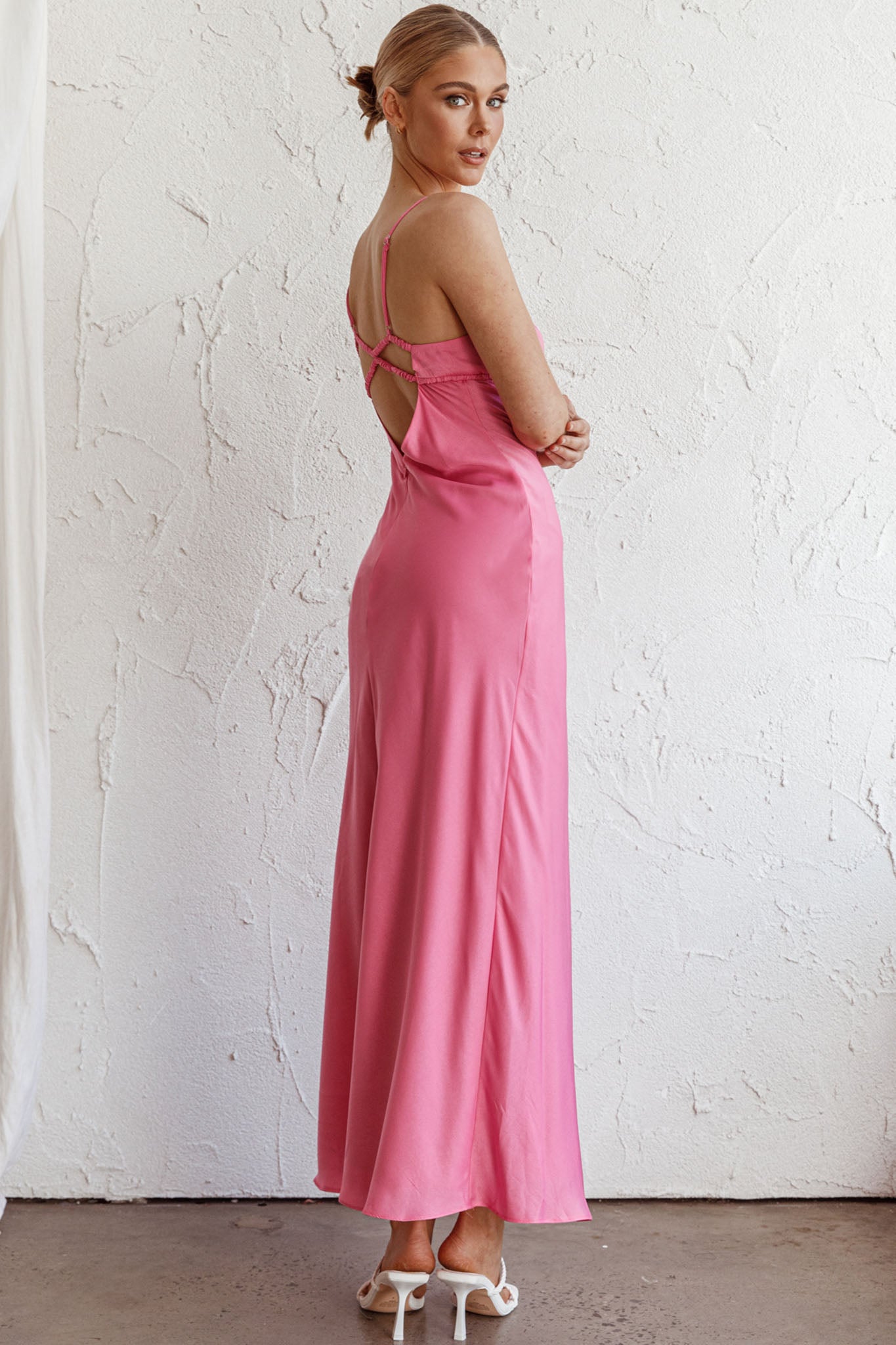 From Above V-Back Midi Dress Hot Pink by Selfie Leslie Australia
