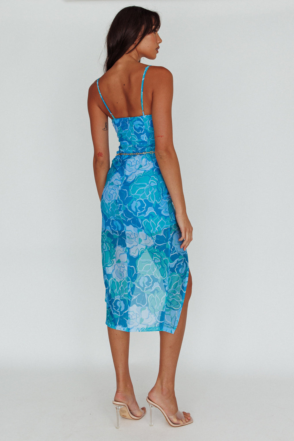 Westwood Split Front Maxi Dress Floral Blue by Selfie Leslie Australia