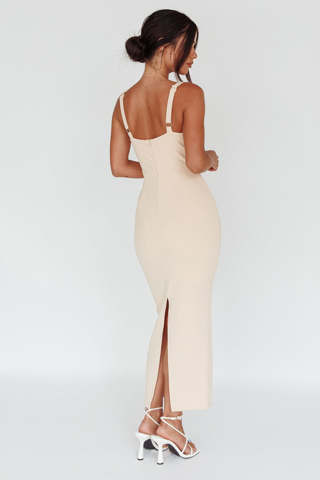 Winter Garden U-Neckline Maxi Dress Beige by Selfie Leslie Australia