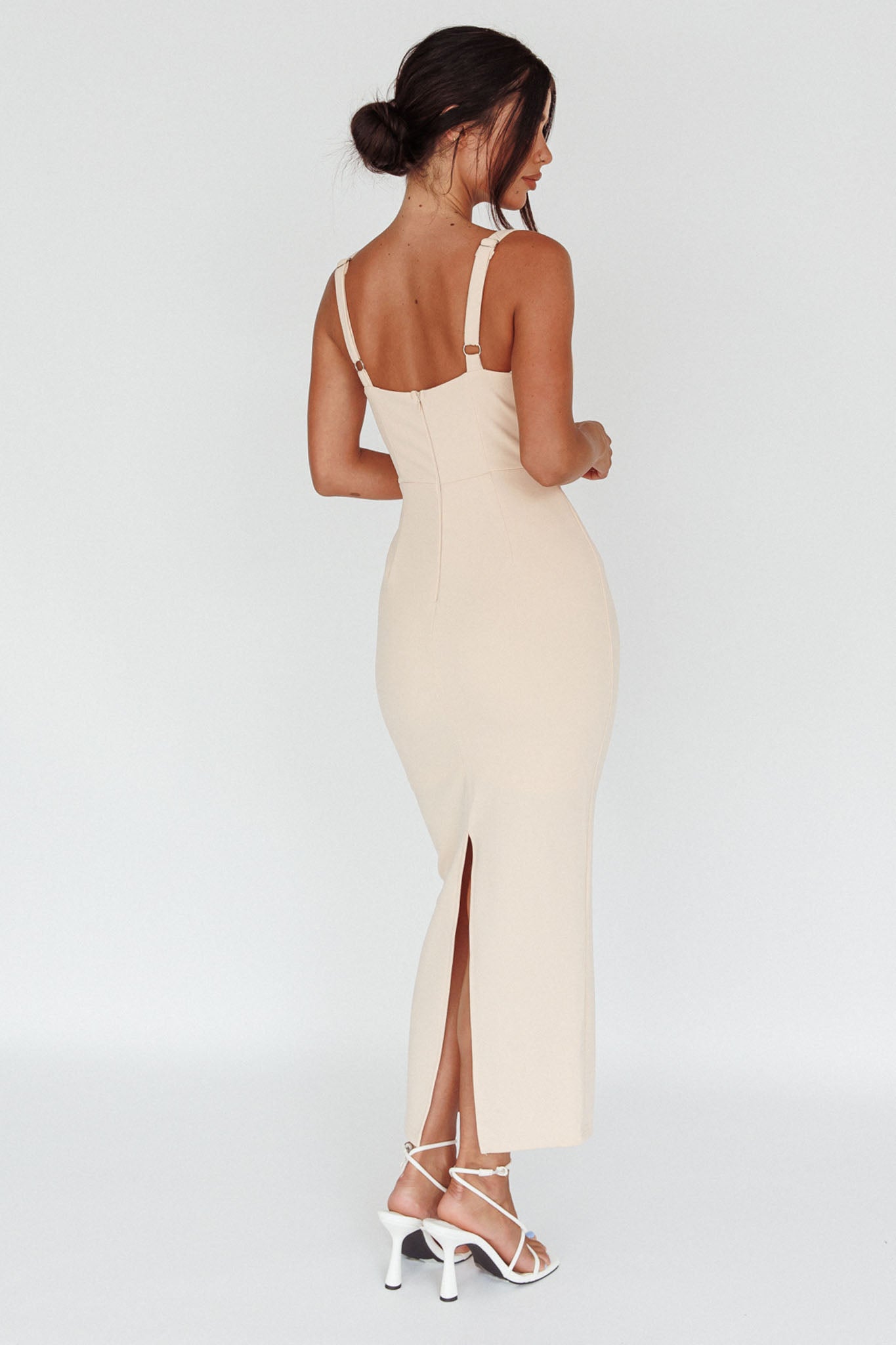 Winter Garden U-Neckline Maxi Dress Beige by Selfie Leslie Australia