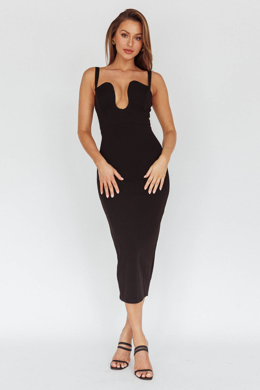 Winter Garden U-Neckline Maxi Dress Black by Selfie Leslie Australia