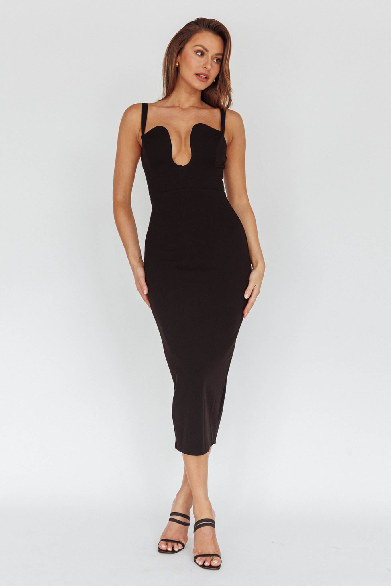 Winter Garden U-Neckline Maxi Dress Black by Selfie Leslie Australia
