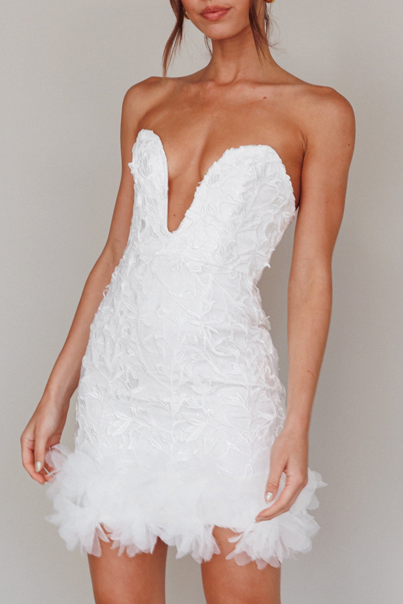 Time Of My Life Applique Mini Dress White by Selfie Leslie Australia