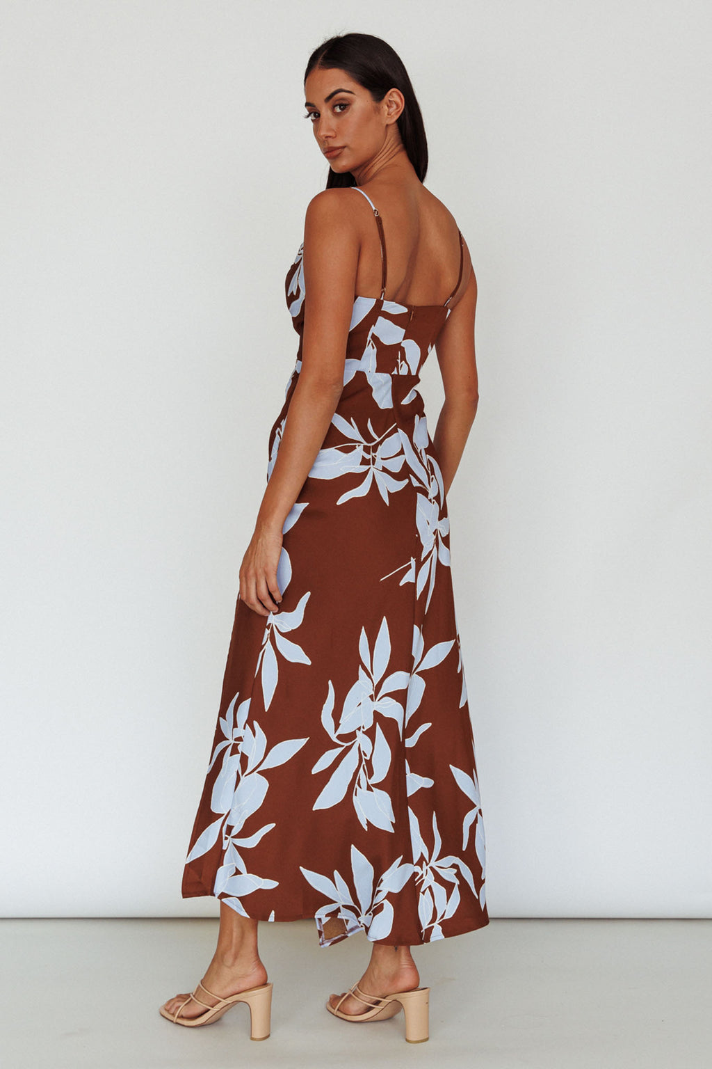 Morea Cowl Neck Maxi Dress Floral Brown by Selfie Leslie Australia