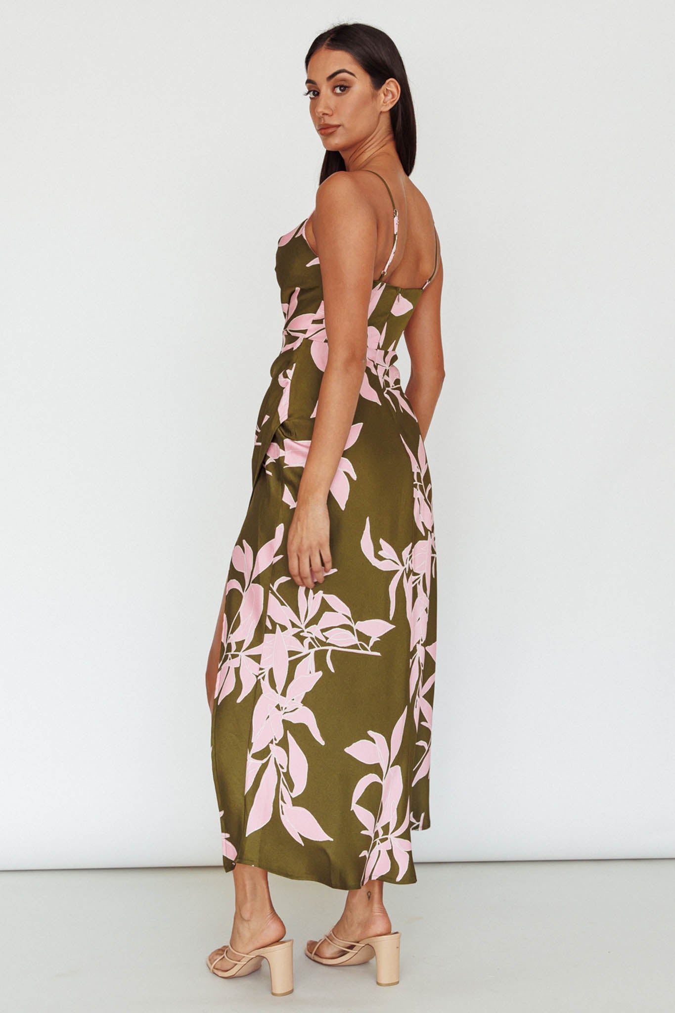 Morea Cowl Neck Maxi Dress Floral Green by Selfie Leslie Australia