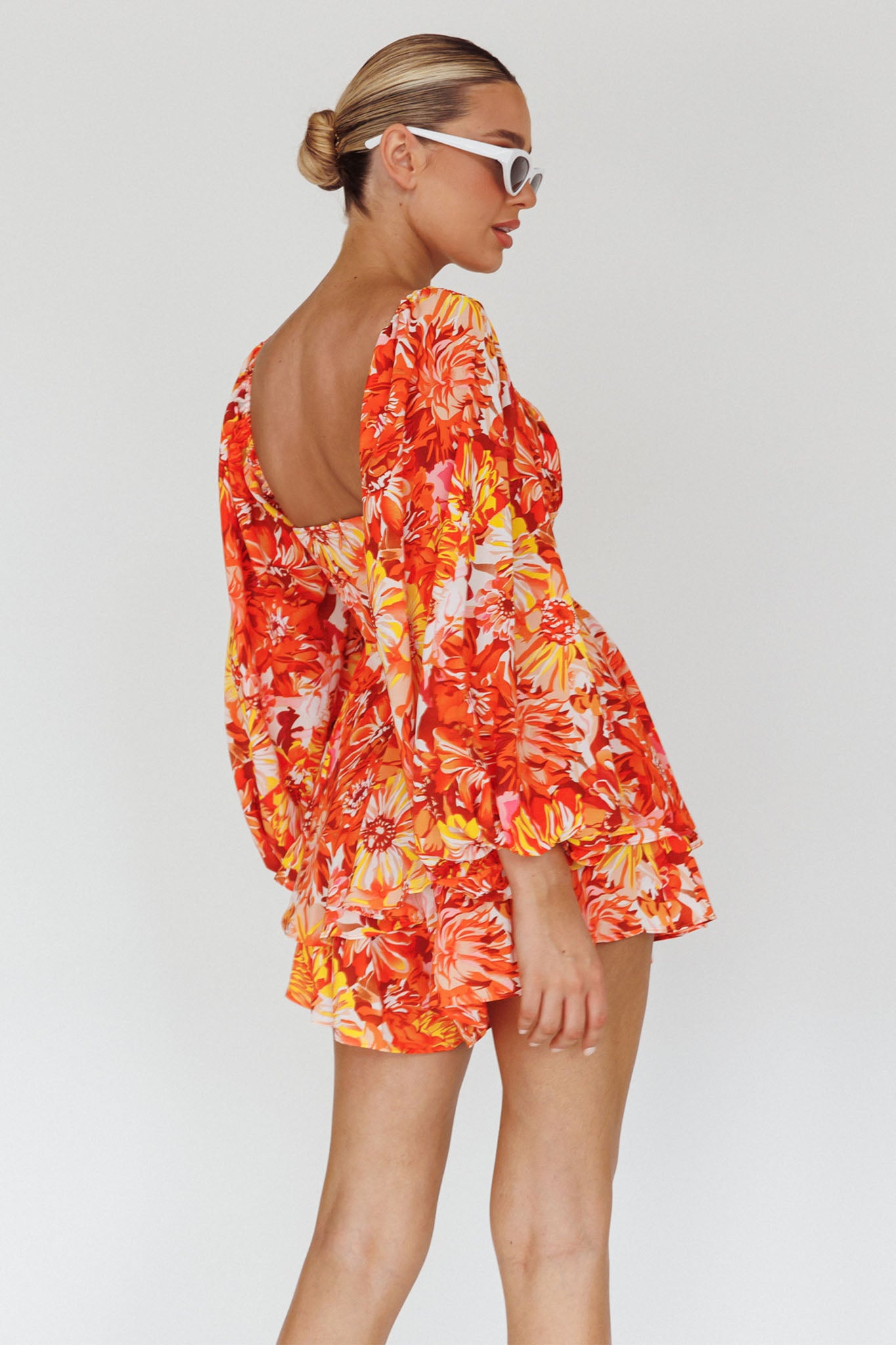 Evanice Shirred Waist Romper Floral Yellow by Selfie Leslie Australia