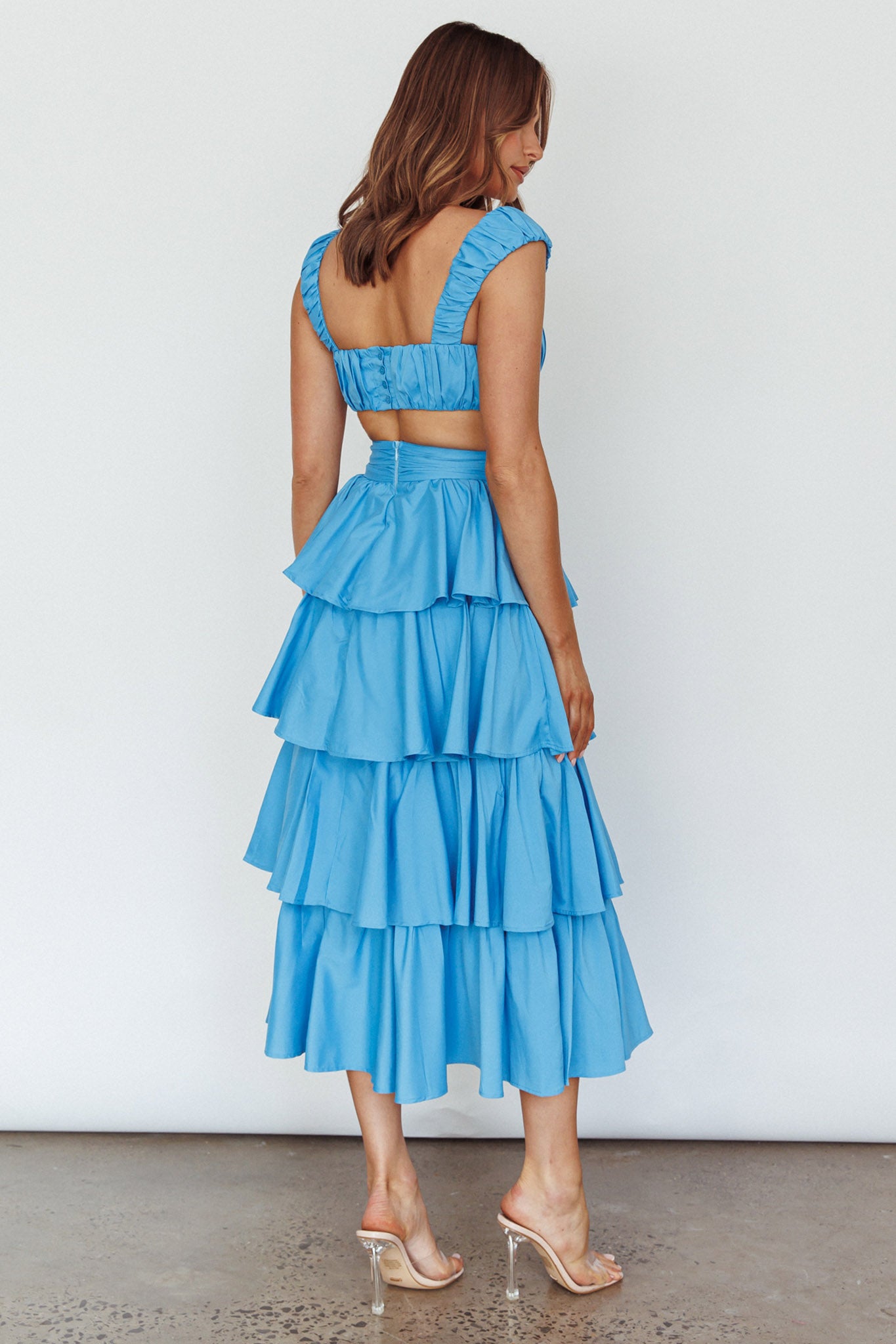 Suenito Tiered Frill Maxi Skirt Blue by Selfie Leslie Australia