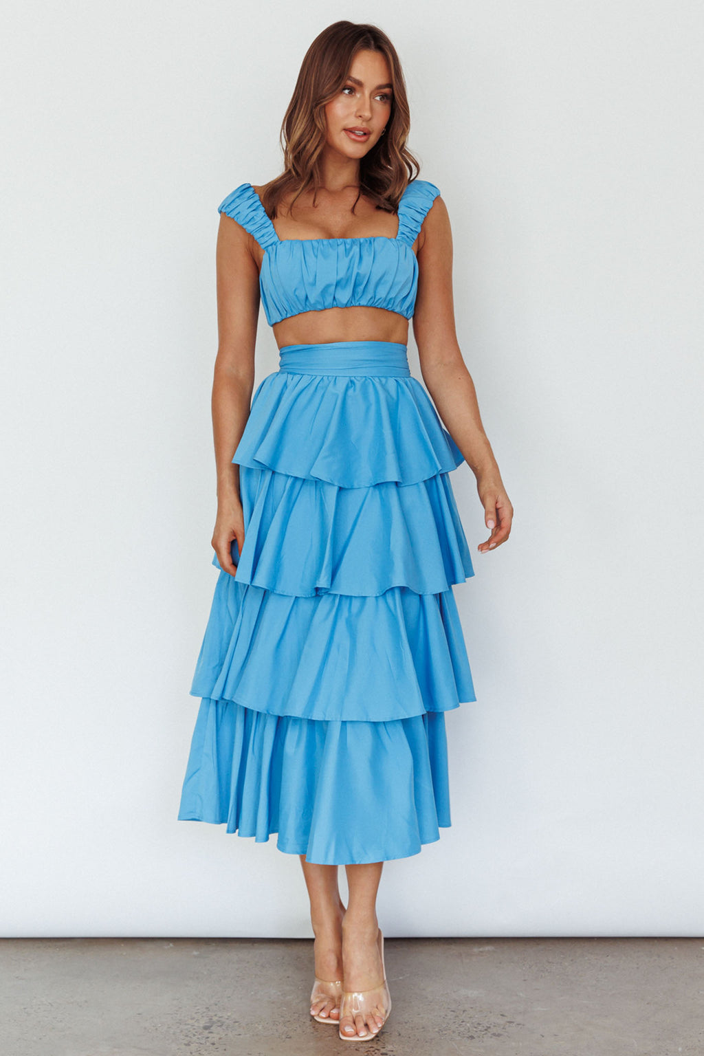 Suenito Gathered Crop Top Blue by Selfie Leslie Australia