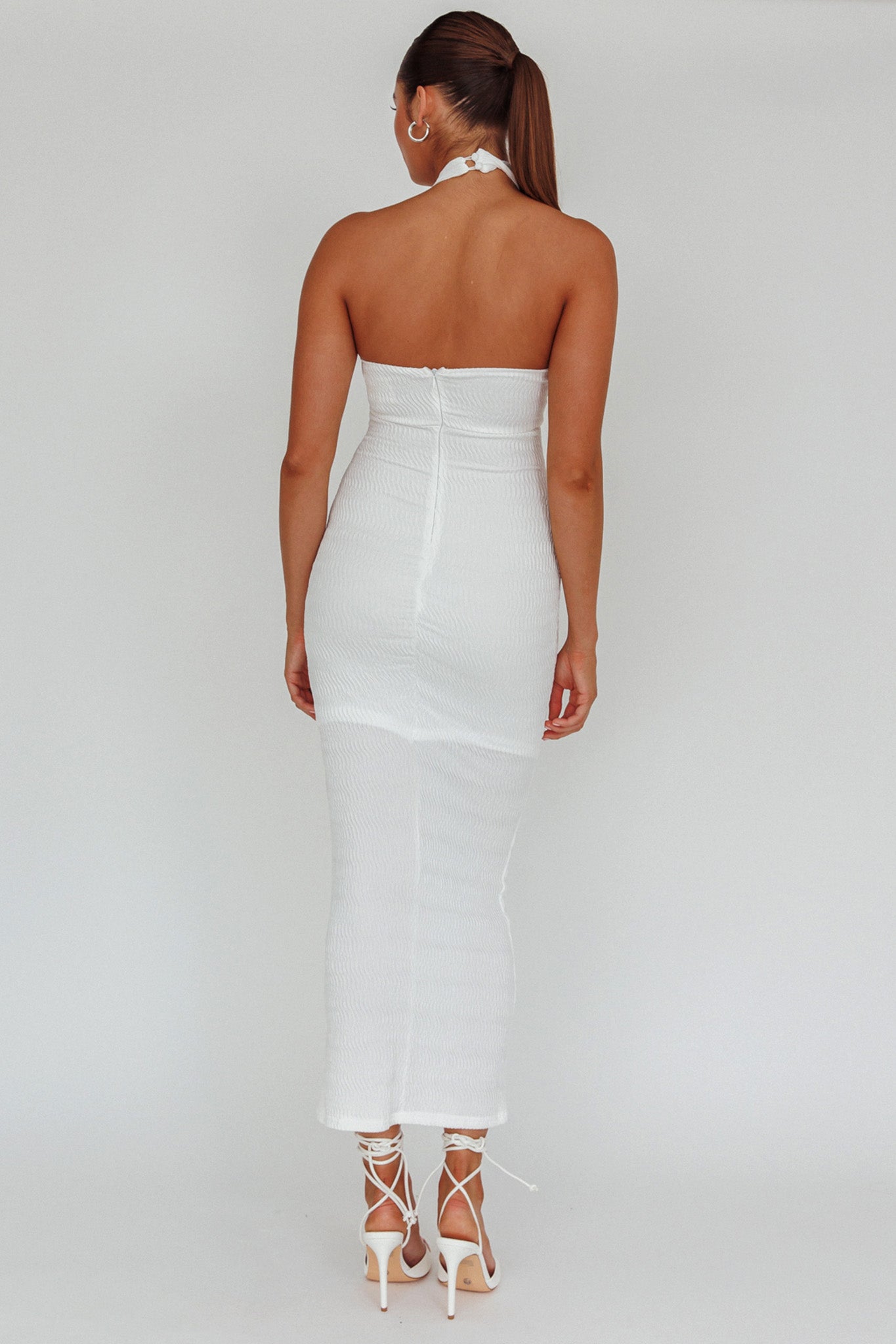 Mari Halterneck Midi Dress White by Selfie Leslie Australia