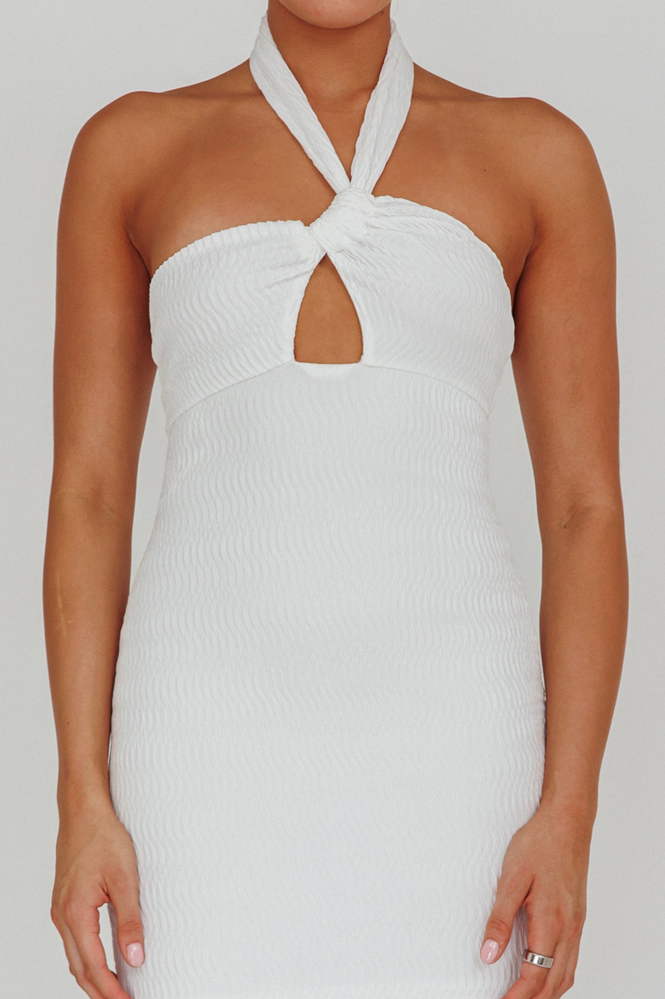 Mari Halterneck Midi Dress White by Selfie Leslie Australia