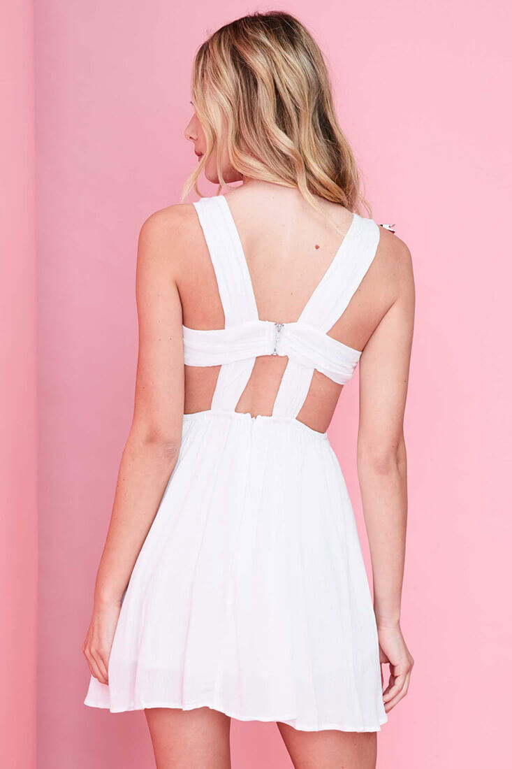 Amandine Flowing Day Dress White by Selfie Leslie