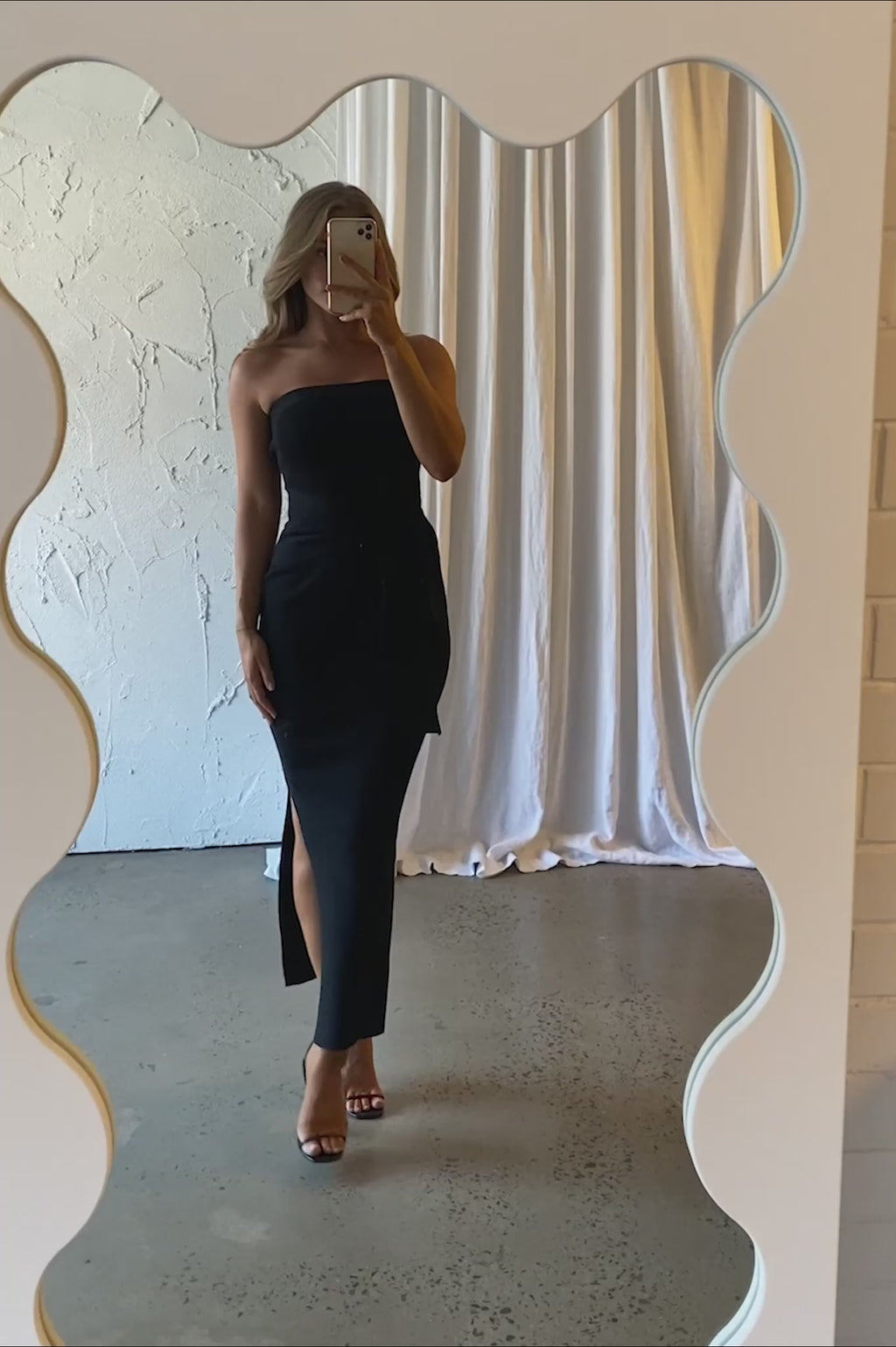 Told You So Strapless Waist Tie Knit Maxi Dress Black