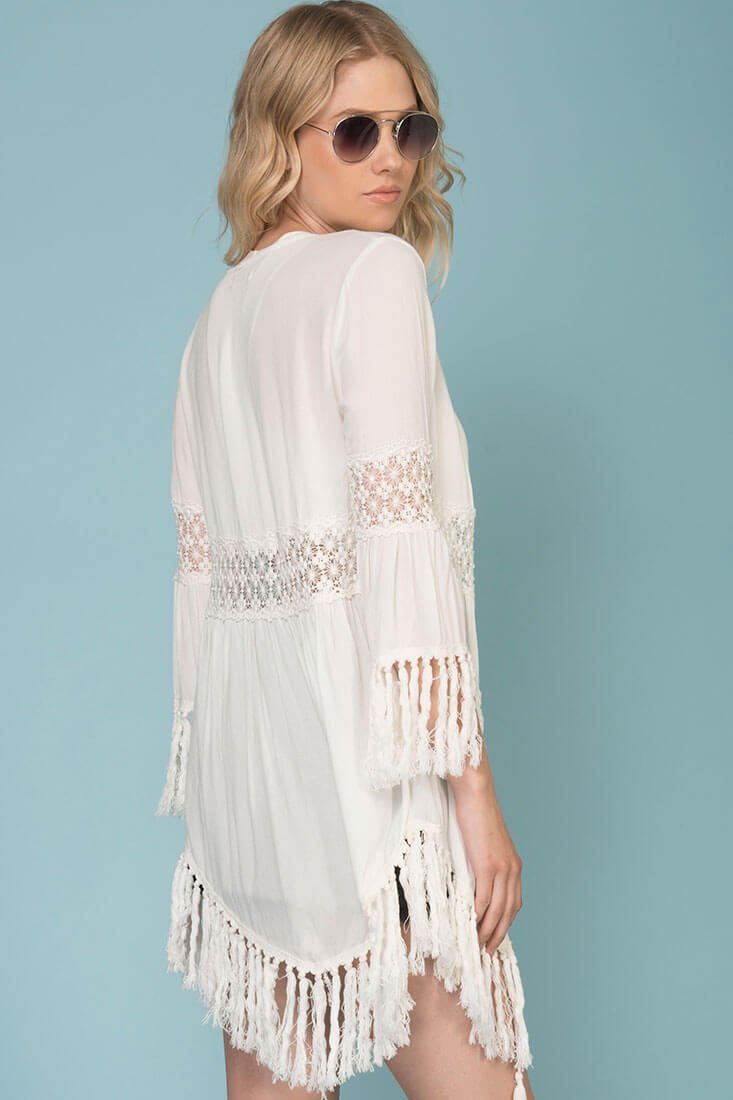 Yamileth Fringe Tassel Top White by Selfie Leslie