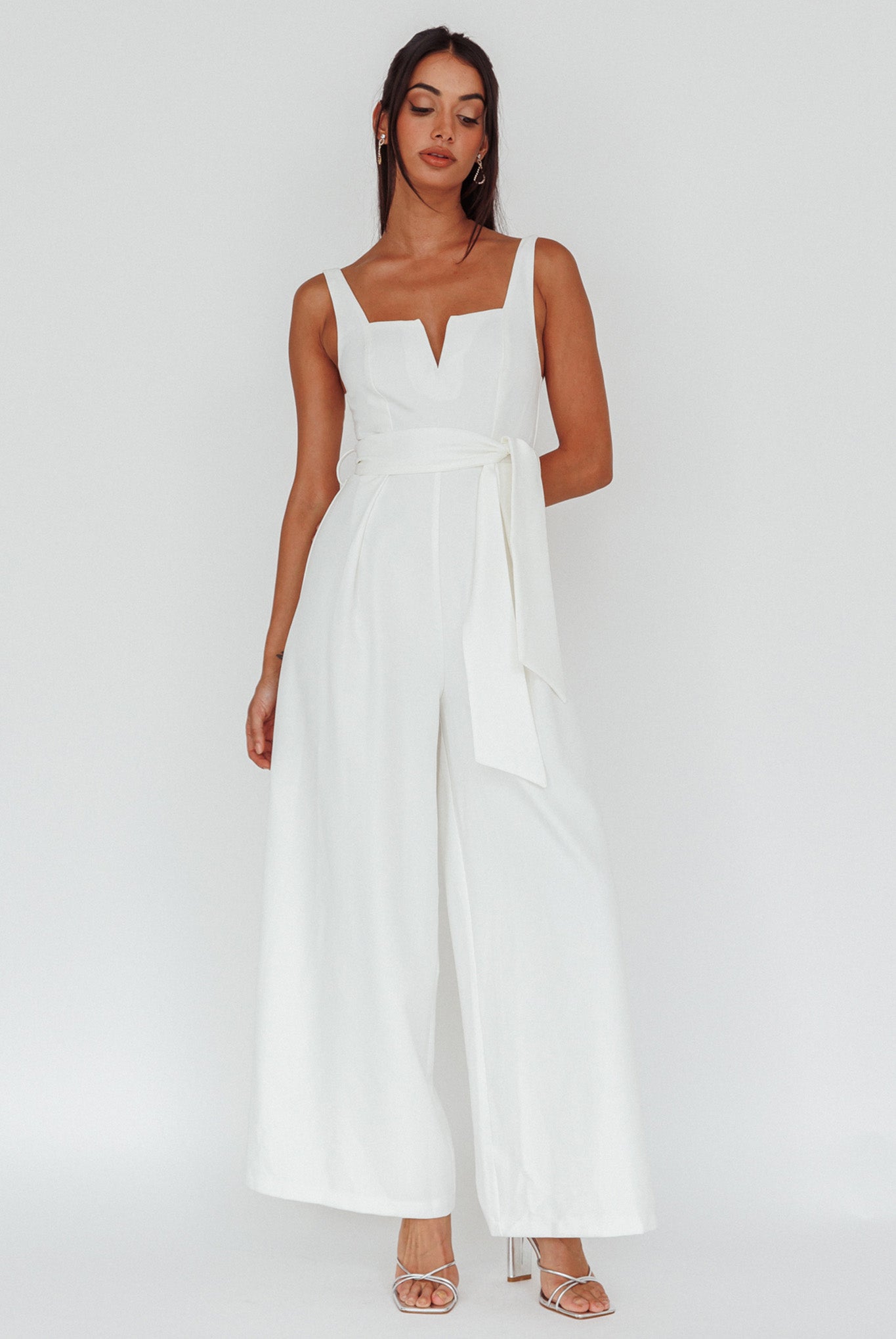 Colleen Waist Tie Jumpsuit White by Selfie Leslie Australia
