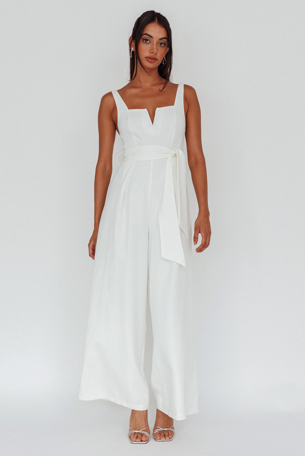 Colleen Waist Tie Jumpsuit White by Selfie Leslie Australia