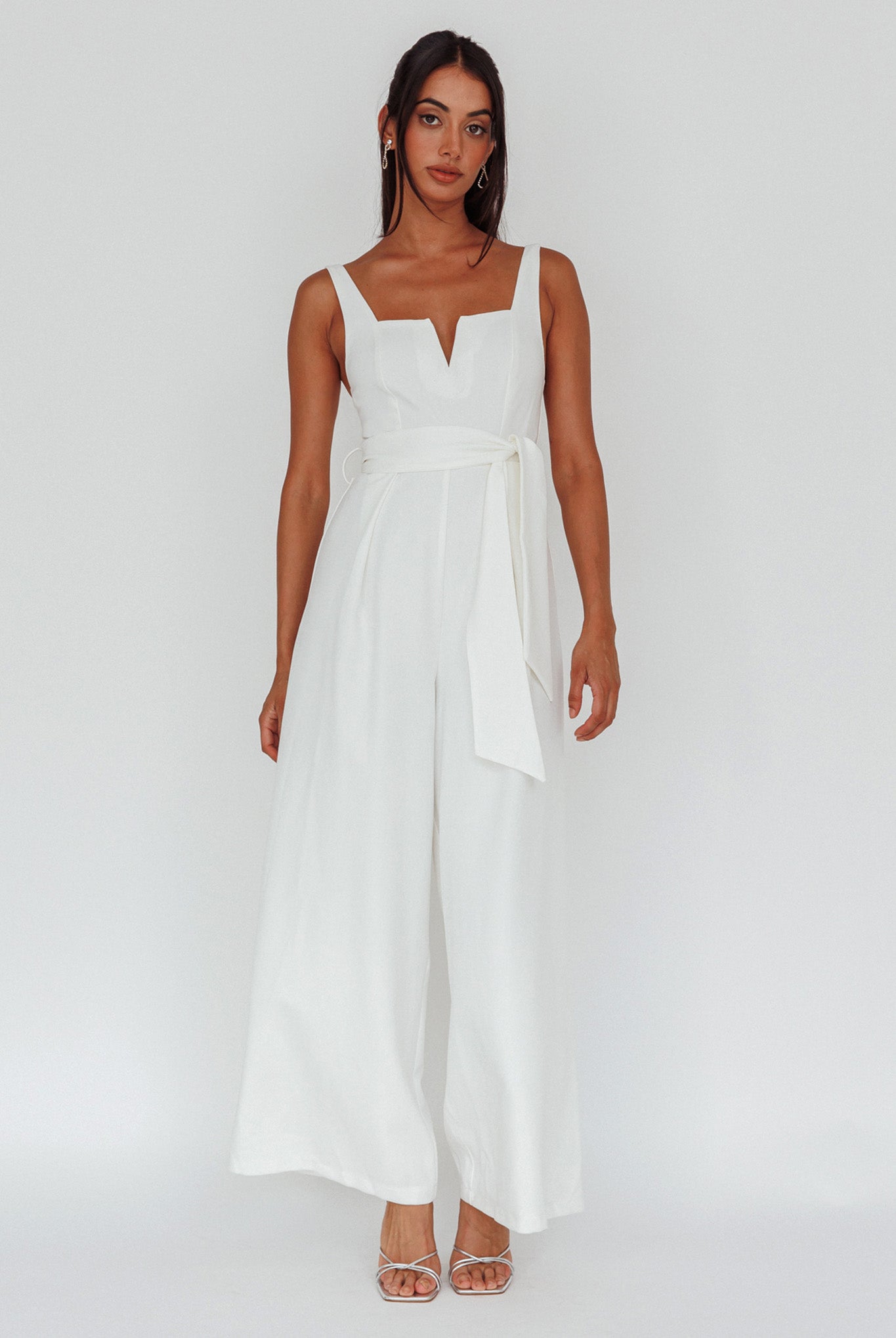 Colleen Waist Tie Jumpsuit White by Selfie Leslie Australia