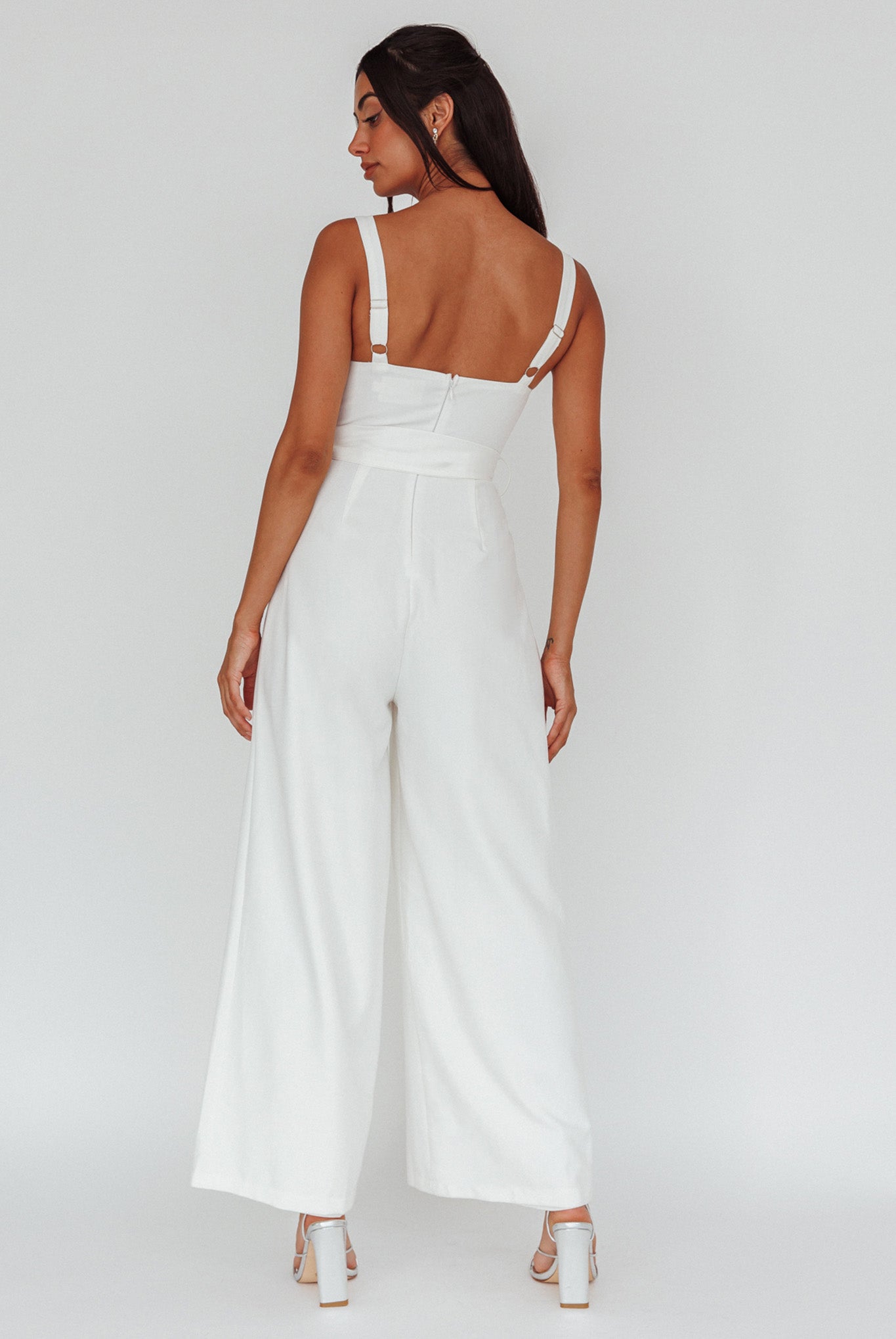 Colleen Waist Tie Jumpsuit White by Selfie Leslie Australia