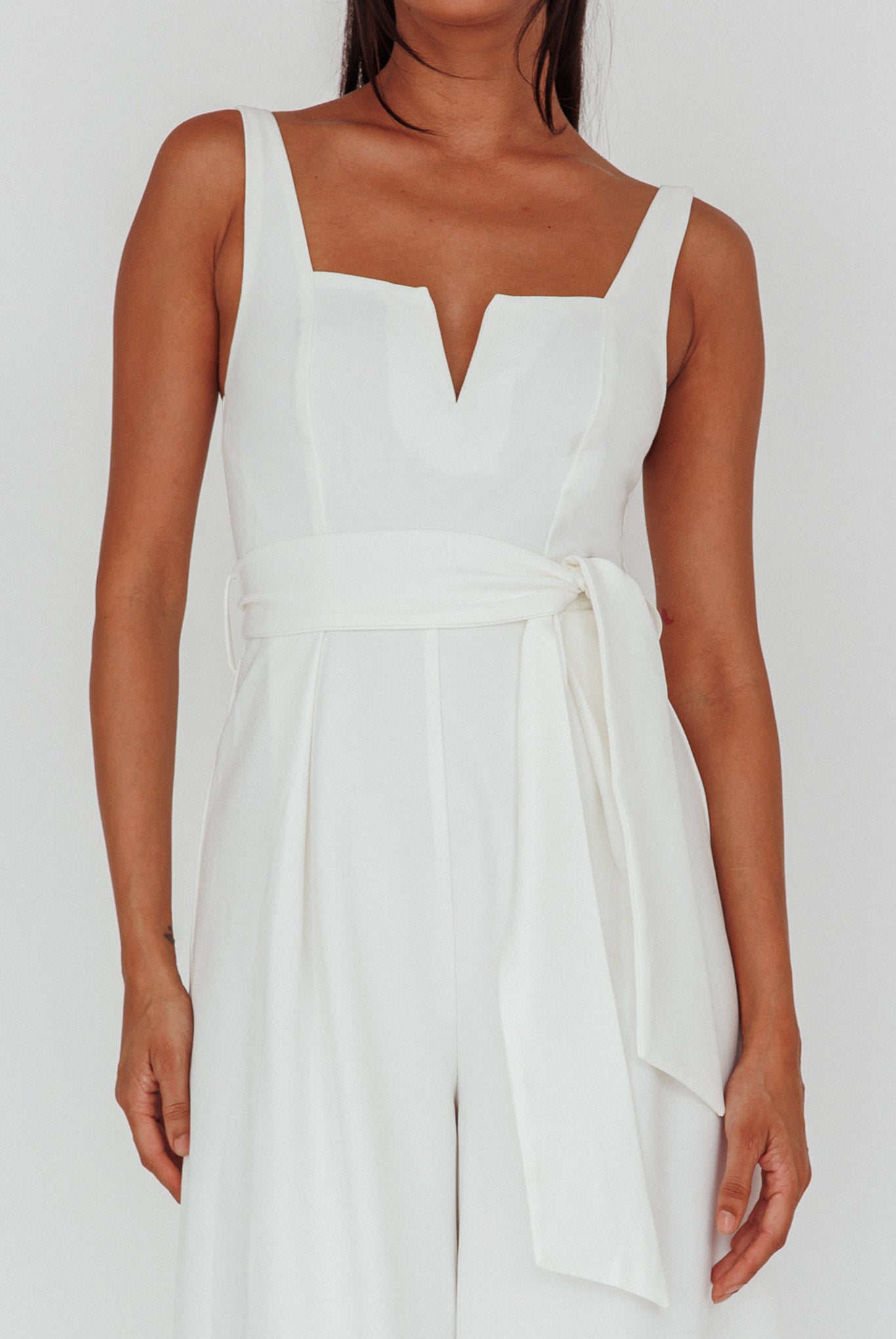 Colleen Waist Tie Jumpsuit White by Selfie Leslie Australia