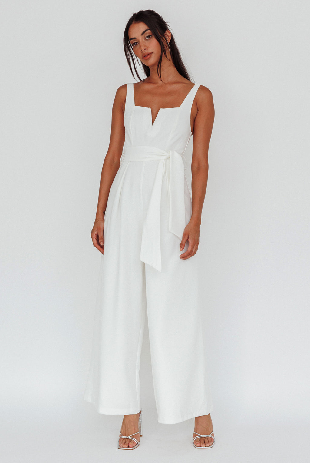 Colleen Waist Tie Jumpsuit White by Selfie Leslie Australia