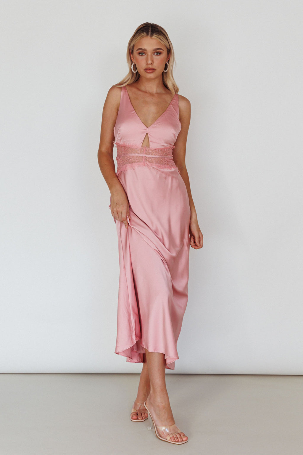Honeybee Lace Trim Maxi Dress Blush by Selfie Leslie Australia