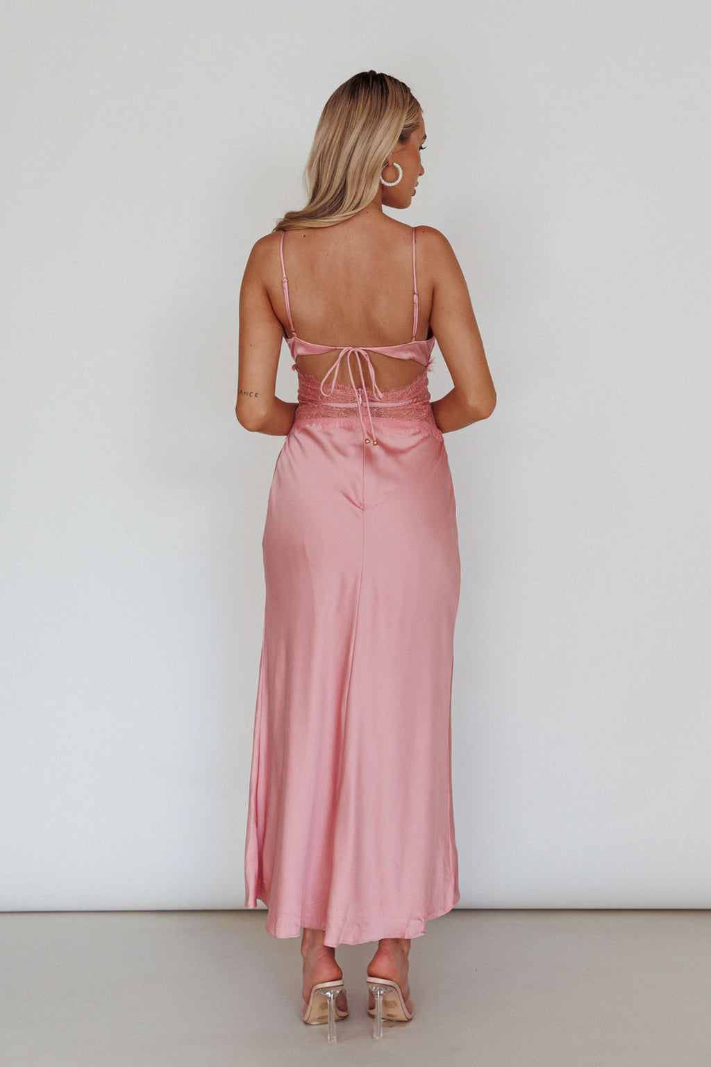 Honeybee Lace Trim Maxi Dress Blush by Selfie Leslie Australia