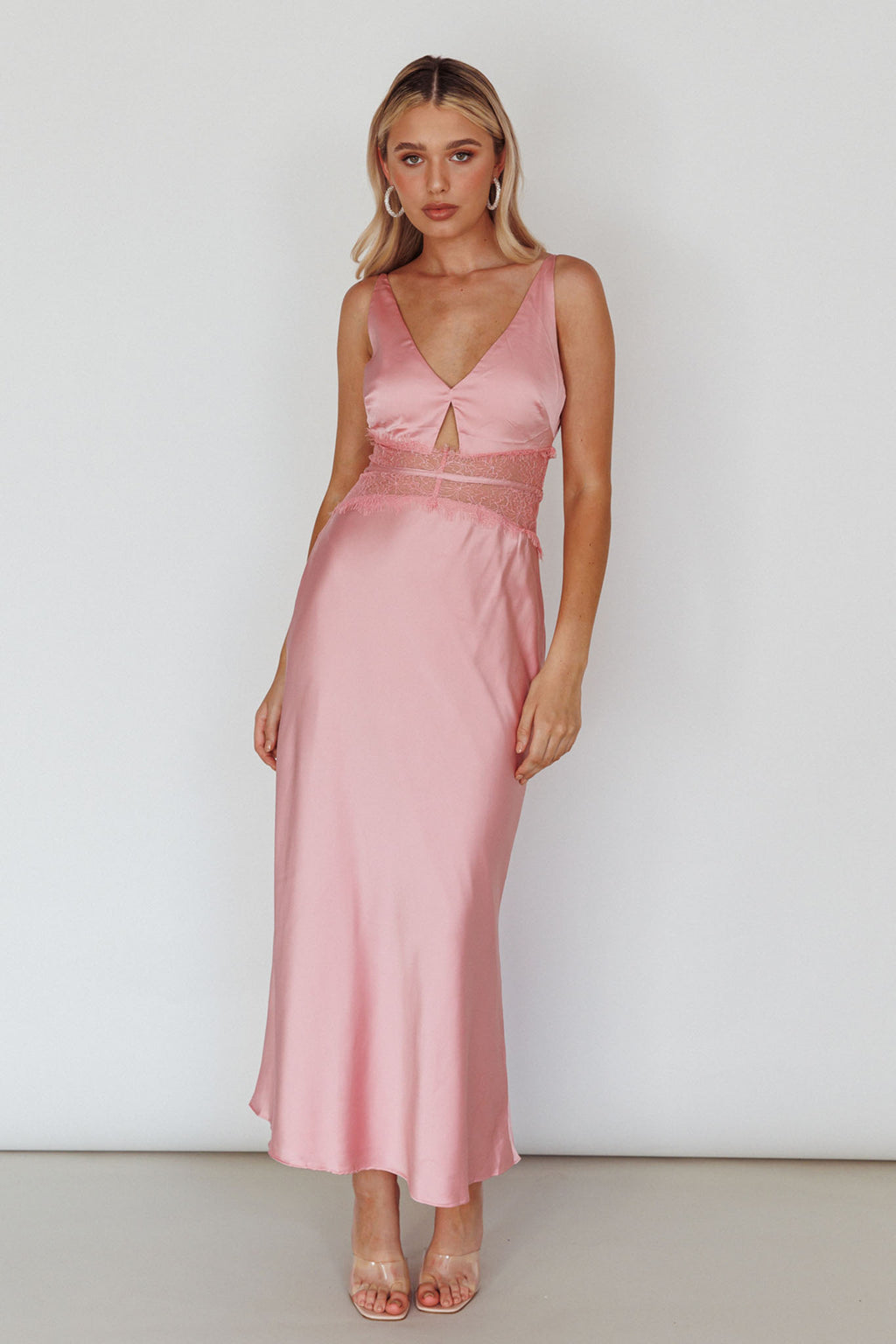 Honeybee Lace Trim Maxi Dress Blush by Selfie Leslie Australia