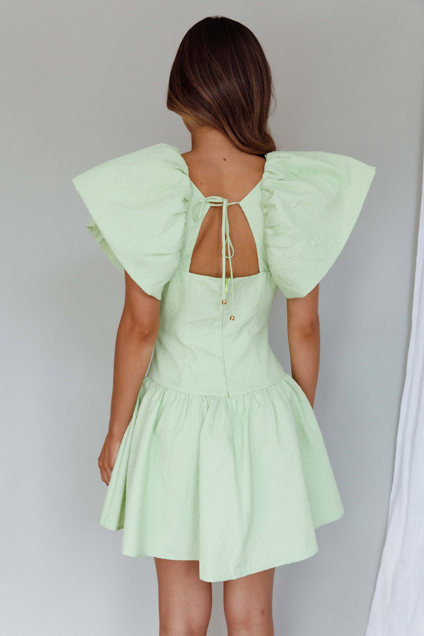 Self Love Flounce Hem Dress Lime by Selfie Leslie Australia