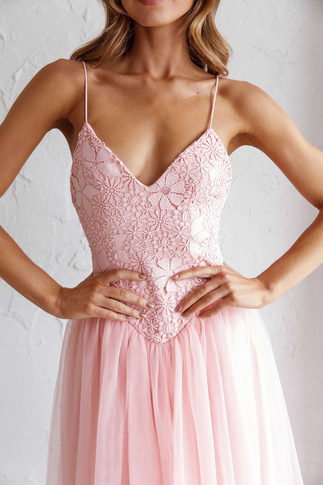 Novoli Floral Embroidery Midi Dress Blush by Selfie Leslie Australia