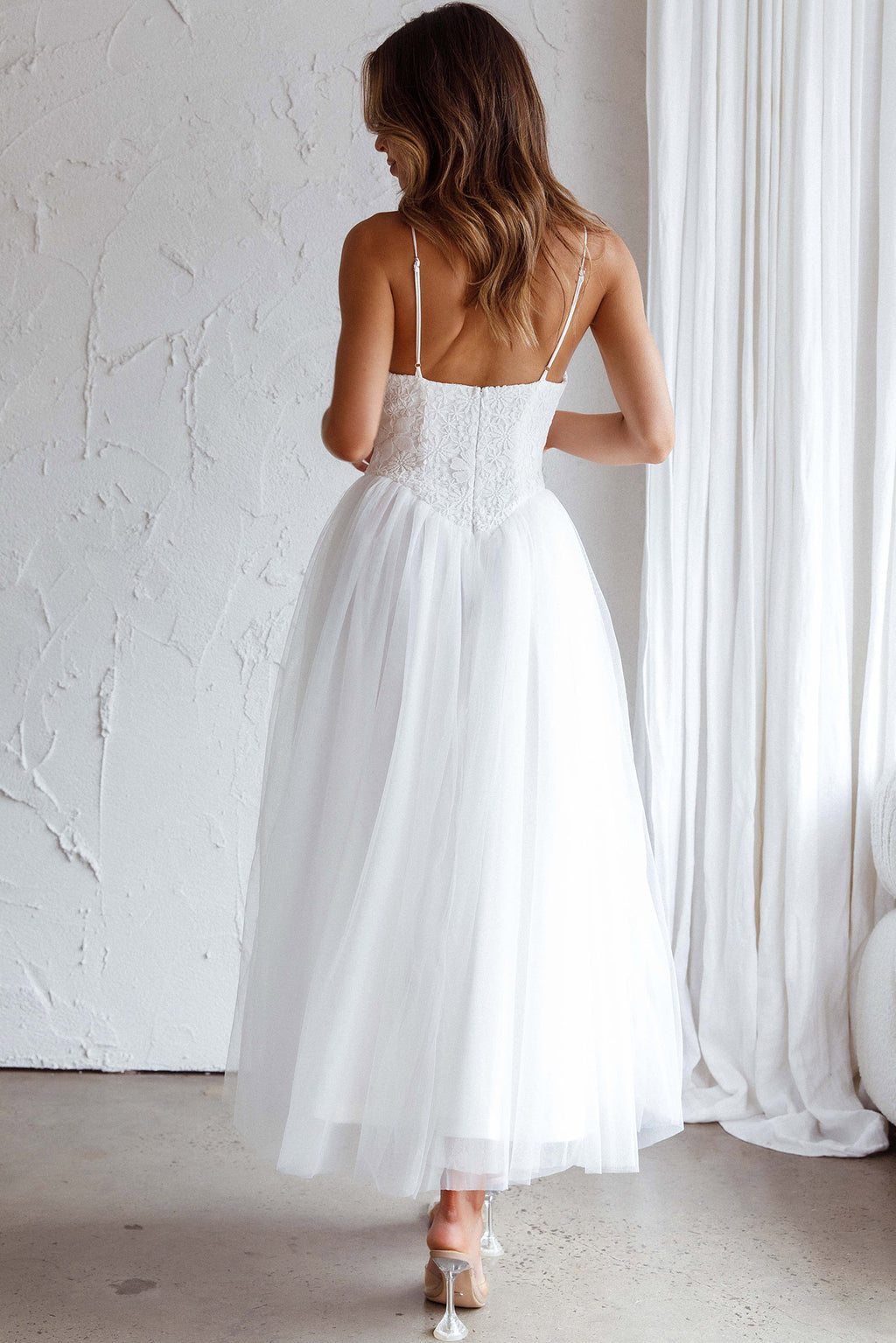 Novoli Floral Embroidery Midi Dress White by Selfie Leslie Australia
