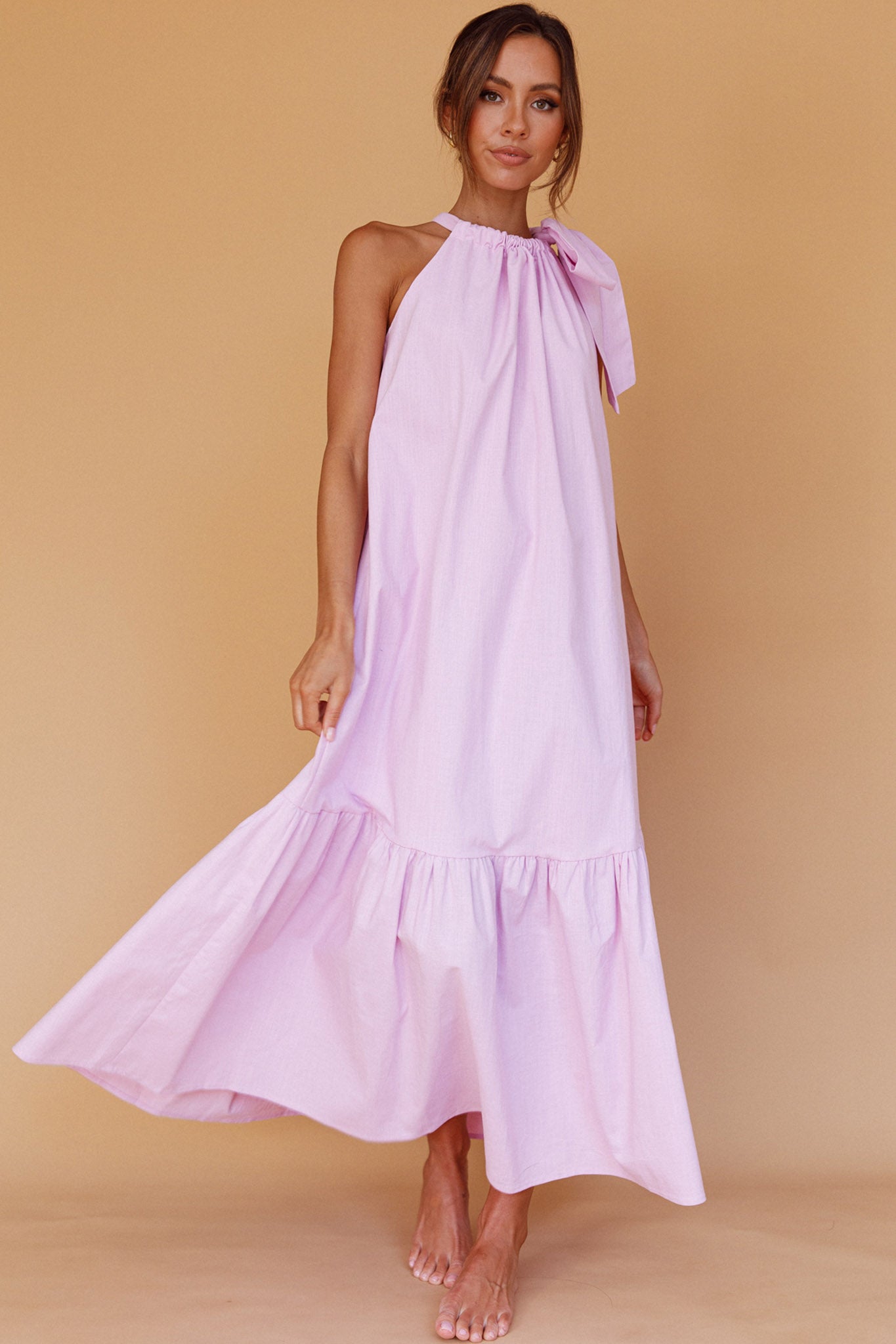 Cruise Shoulder Tie Maxi Dress Lilac by Selfie Leslie Australia