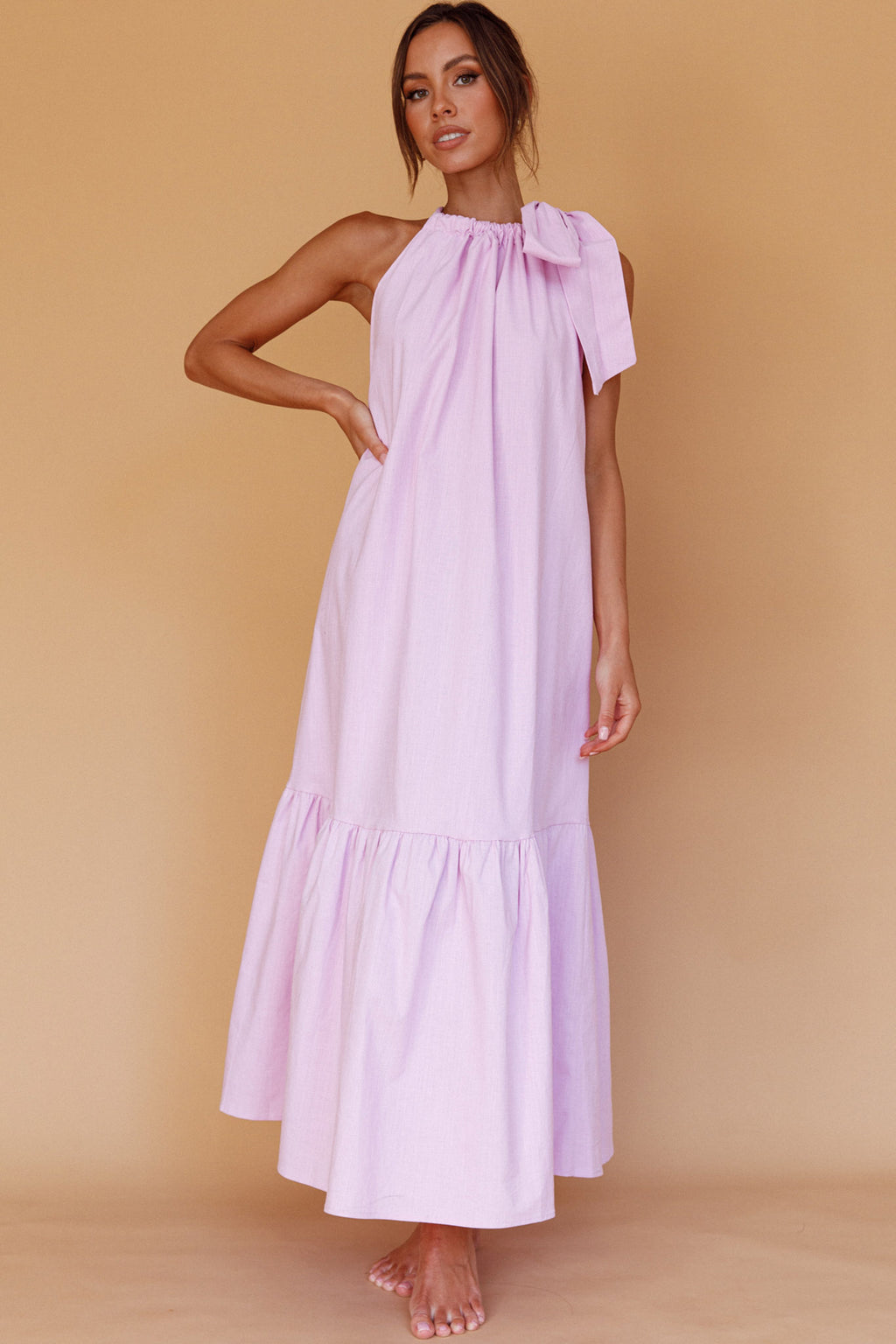 Cruise Shoulder Tie Maxi Dress Lilac by Selfie Leslie Australia