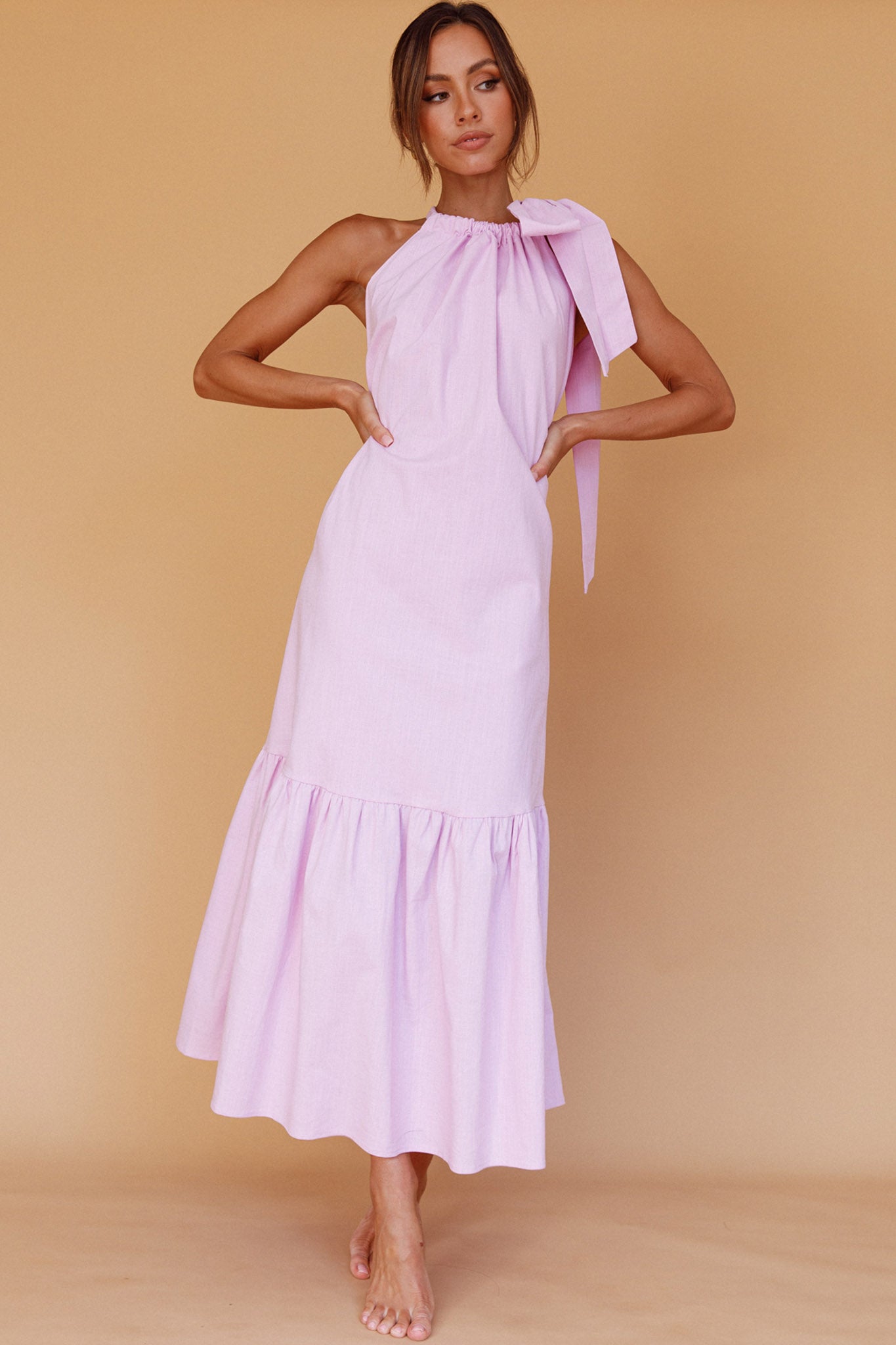 Cruise Shoulder Tie Maxi Dress Lilac by Selfie Leslie Australia