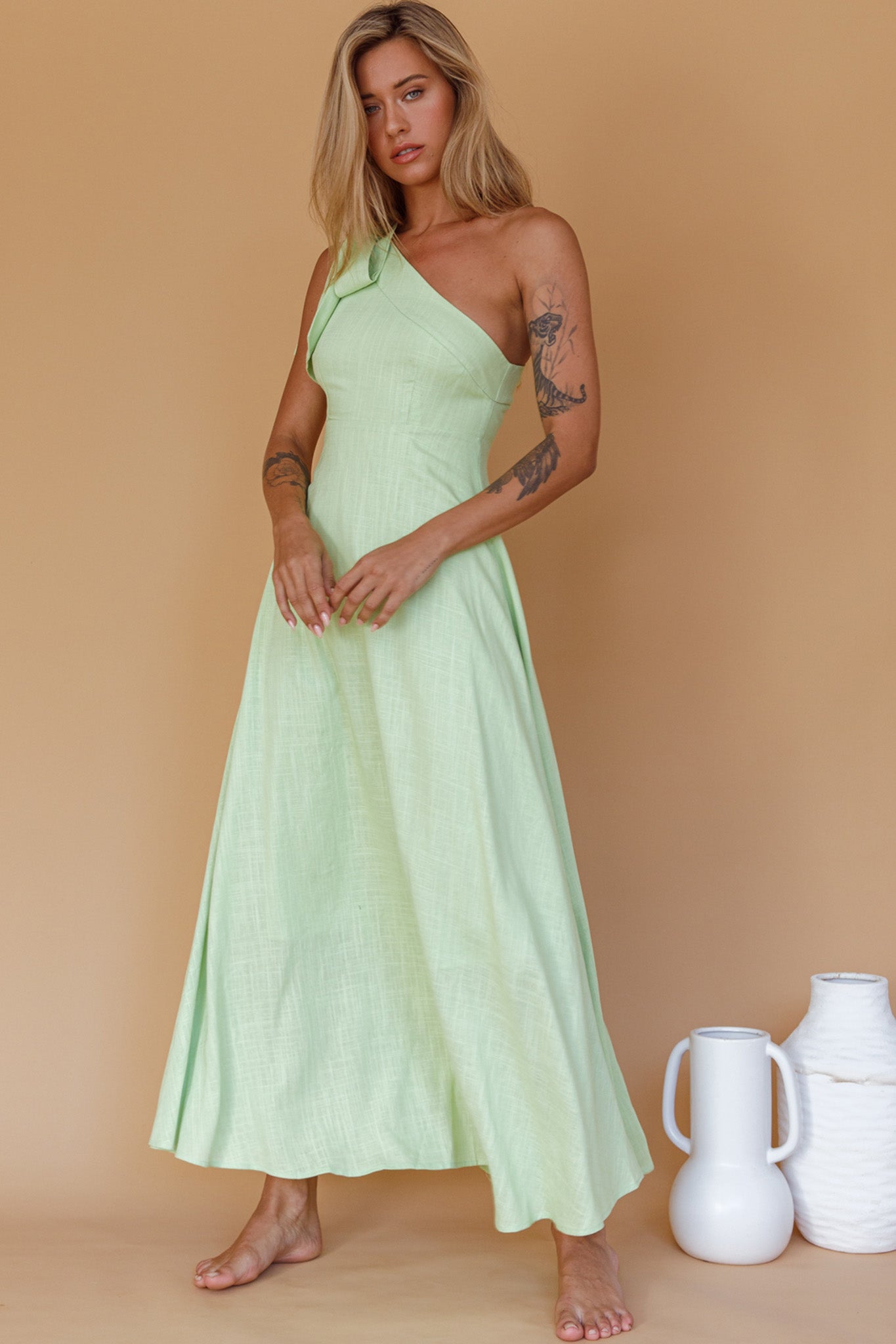 Rigel One-Shoulder Maxi Dress Apple by Selfie Leslie Australia