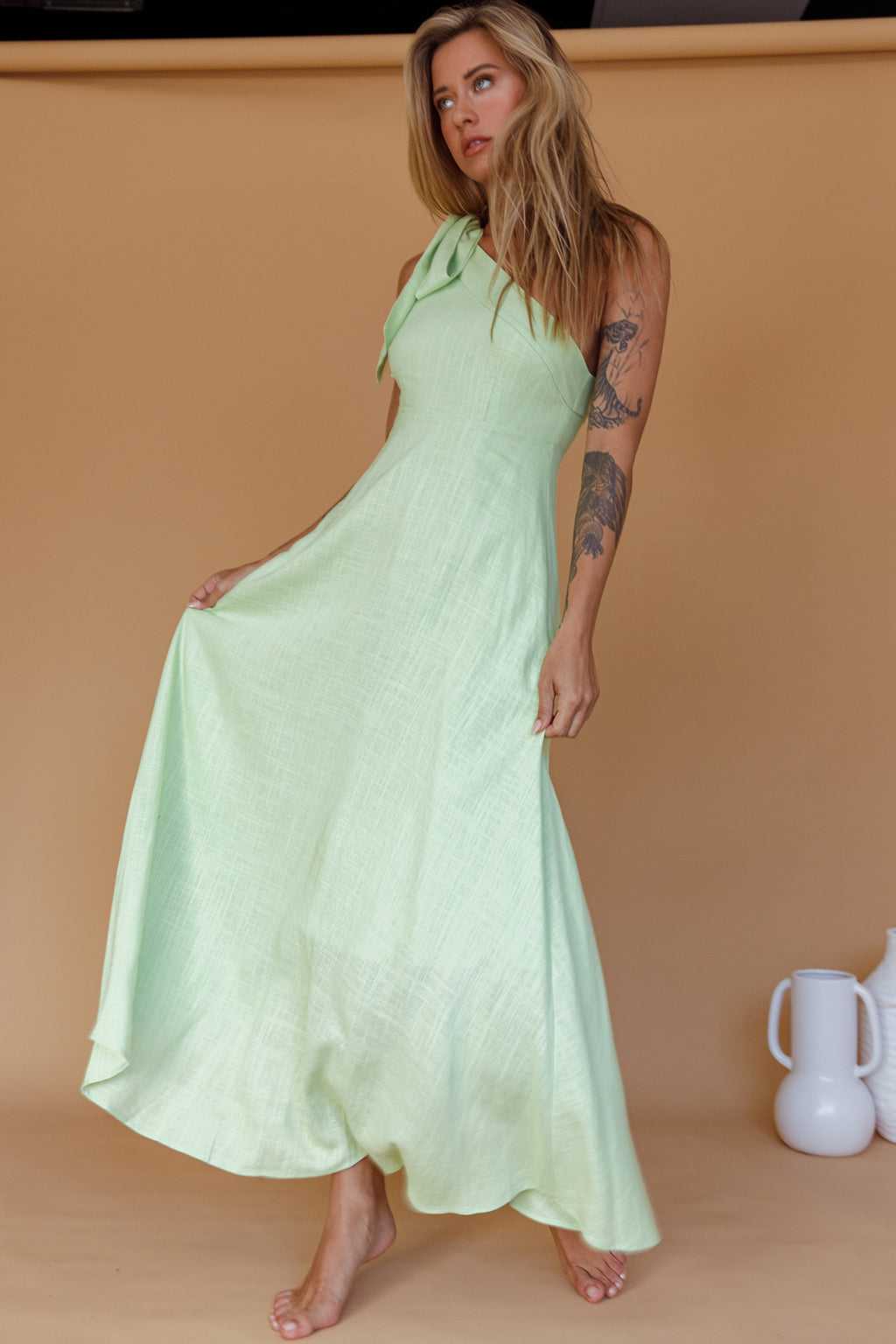 Rigel One-Shoulder Maxi Dress Apple by Selfie Leslie Australia