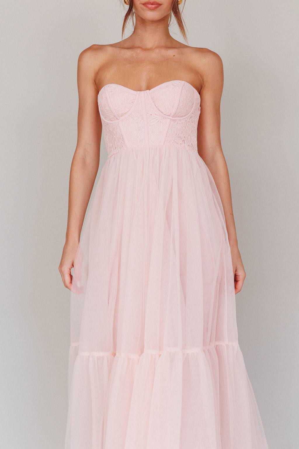 Dancing With Me Sweetheart Tulle Midi Dress Pink by Selfie Leslie Australia