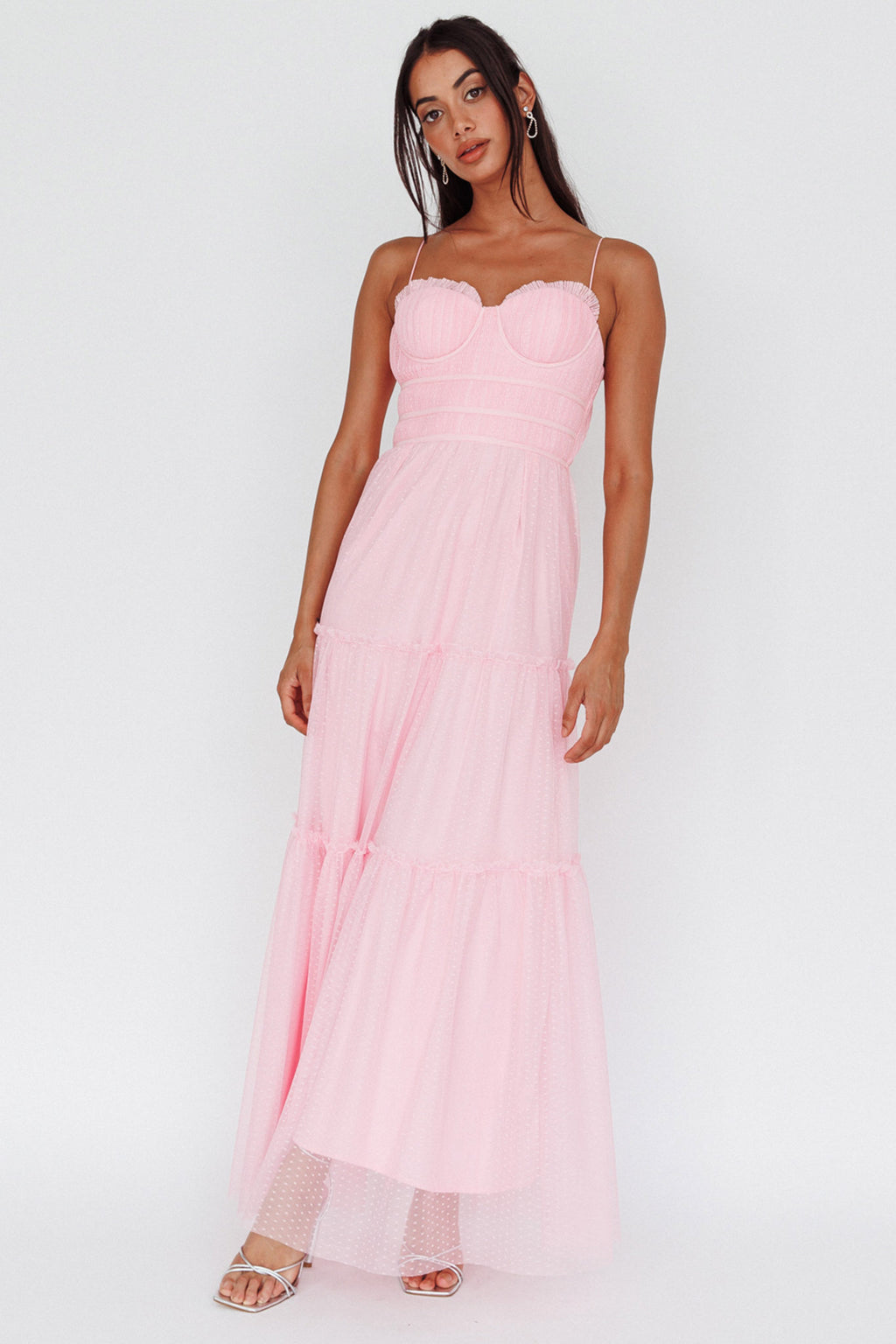 Calla Sweetheart Neckline Hail Spot Midi Dress Pink by Selfie Leslie Australia