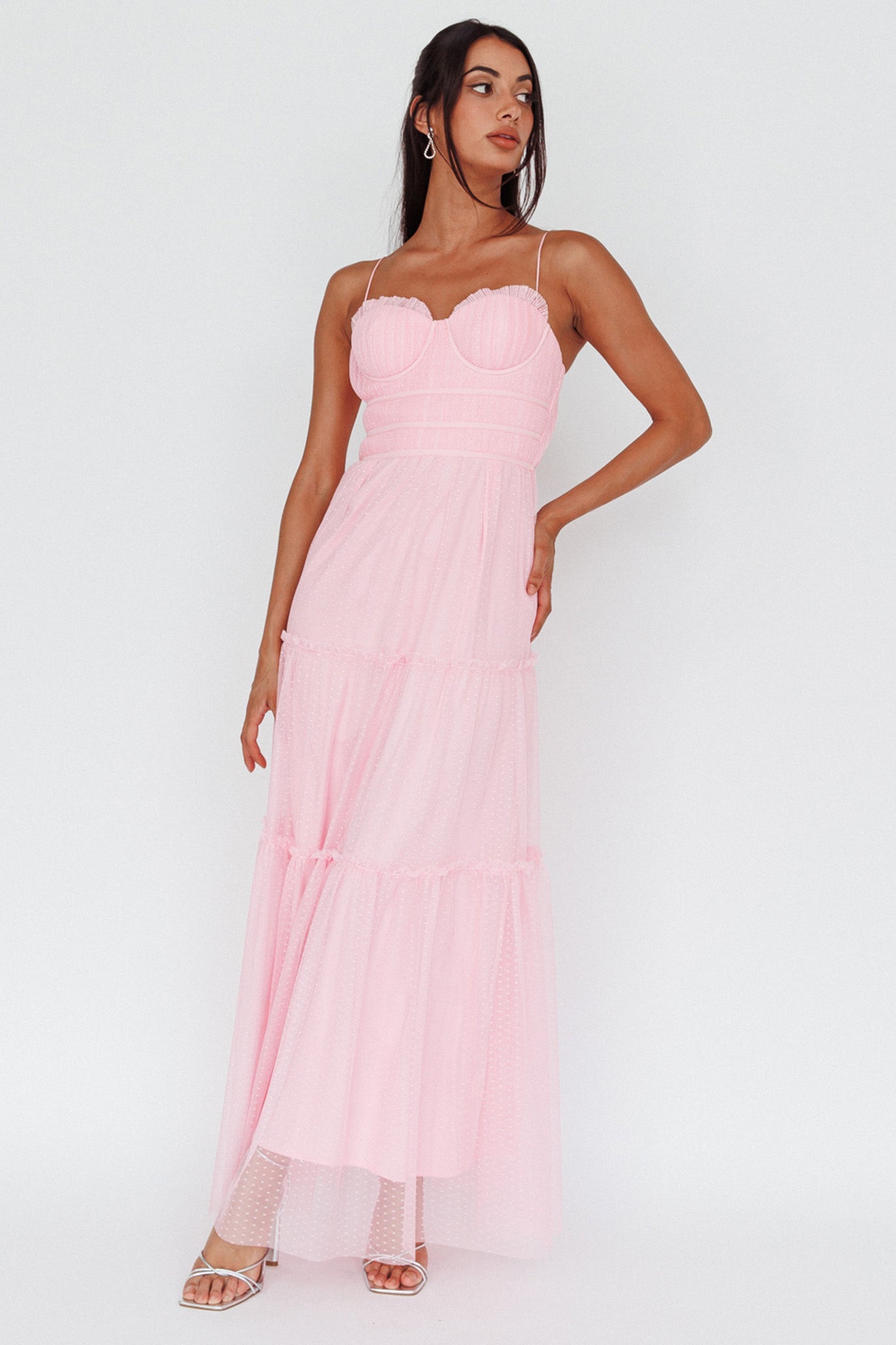 Calla Sweetheart Neckline Hail Spot Midi Dress Pink by Selfie Leslie Australia