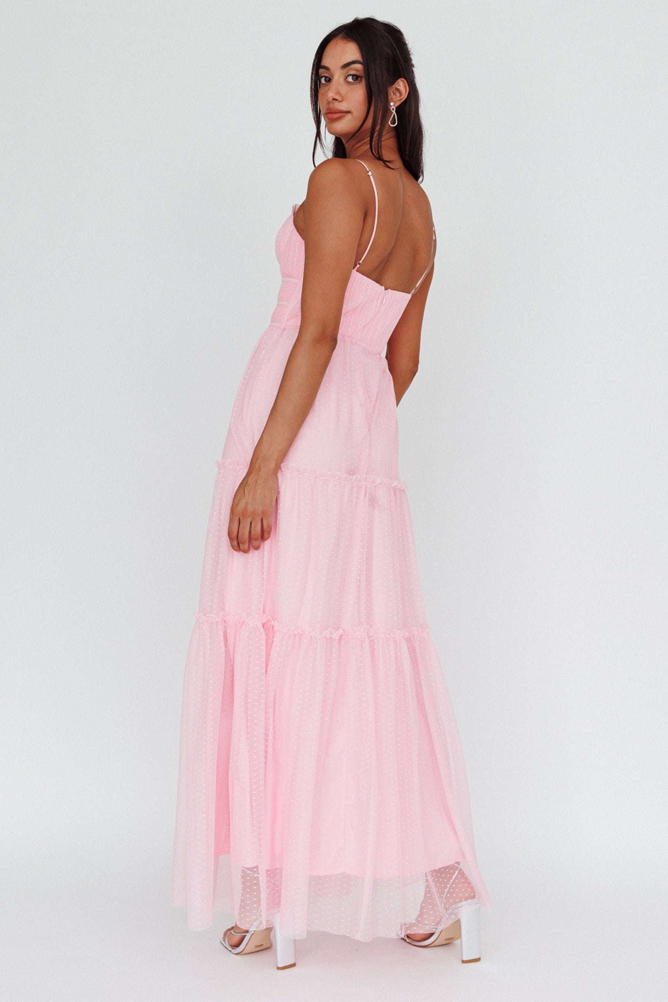 Calla Sweetheart Neckline Hail Spot Midi Dress Pink by Selfie Leslie Australia
