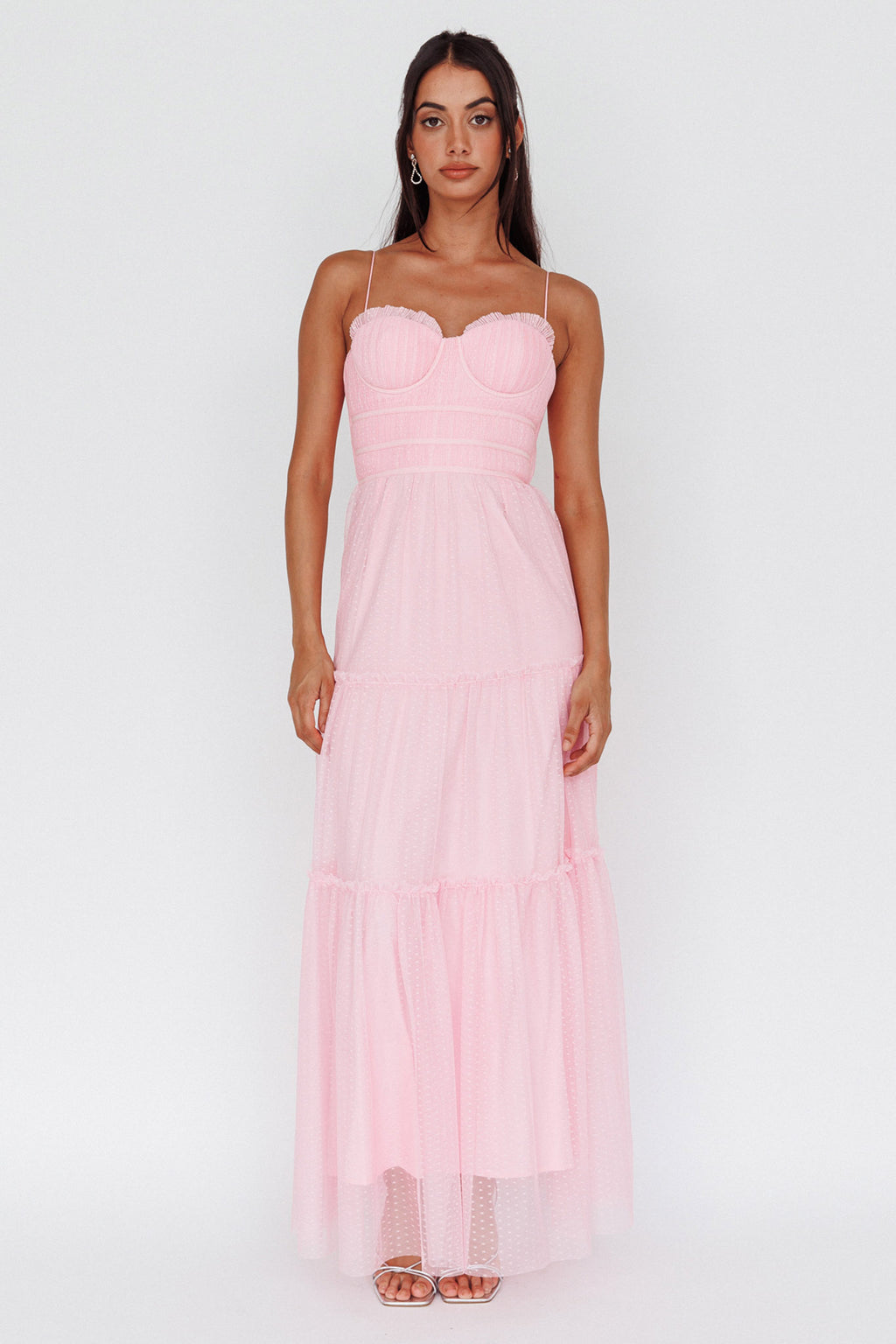 Calla Sweetheart Neckline Hail Spot Midi Dress Pink by Selfie Leslie Australia